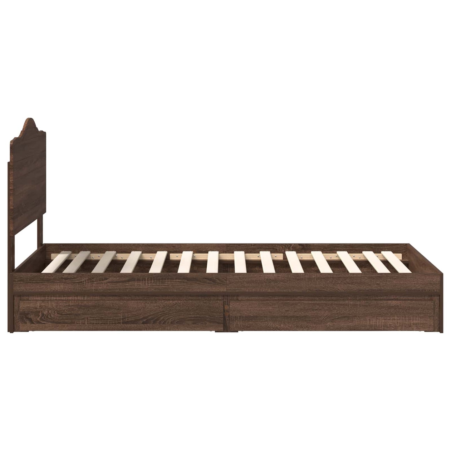 Seng med Oppbevaring Brun Eik 70 x 190 cm Konstruert tre