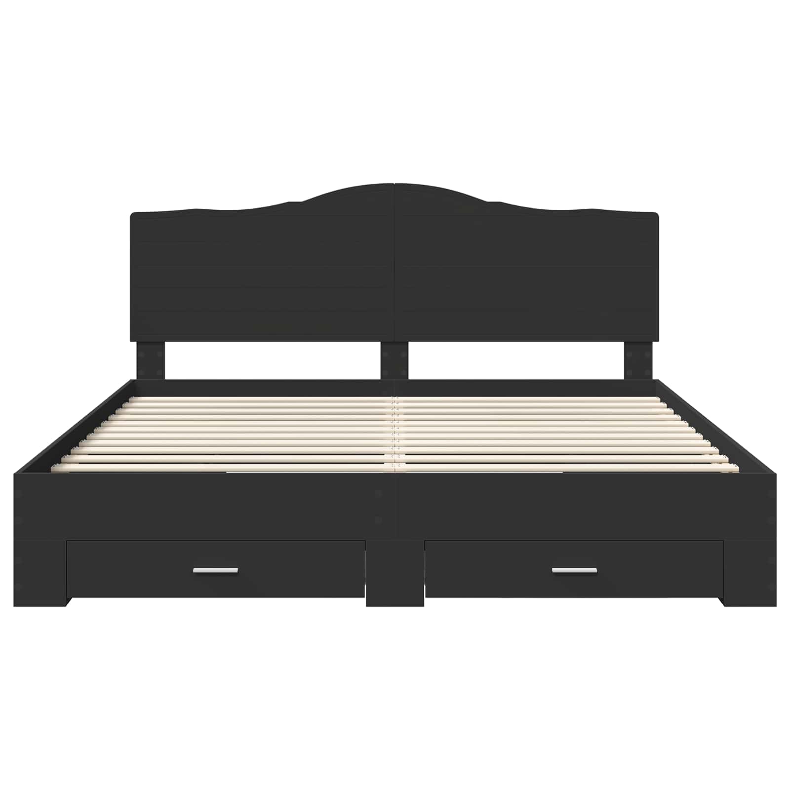 Sengestamme med hodegjerde Svart 200 x 200 cm Konstruert tre