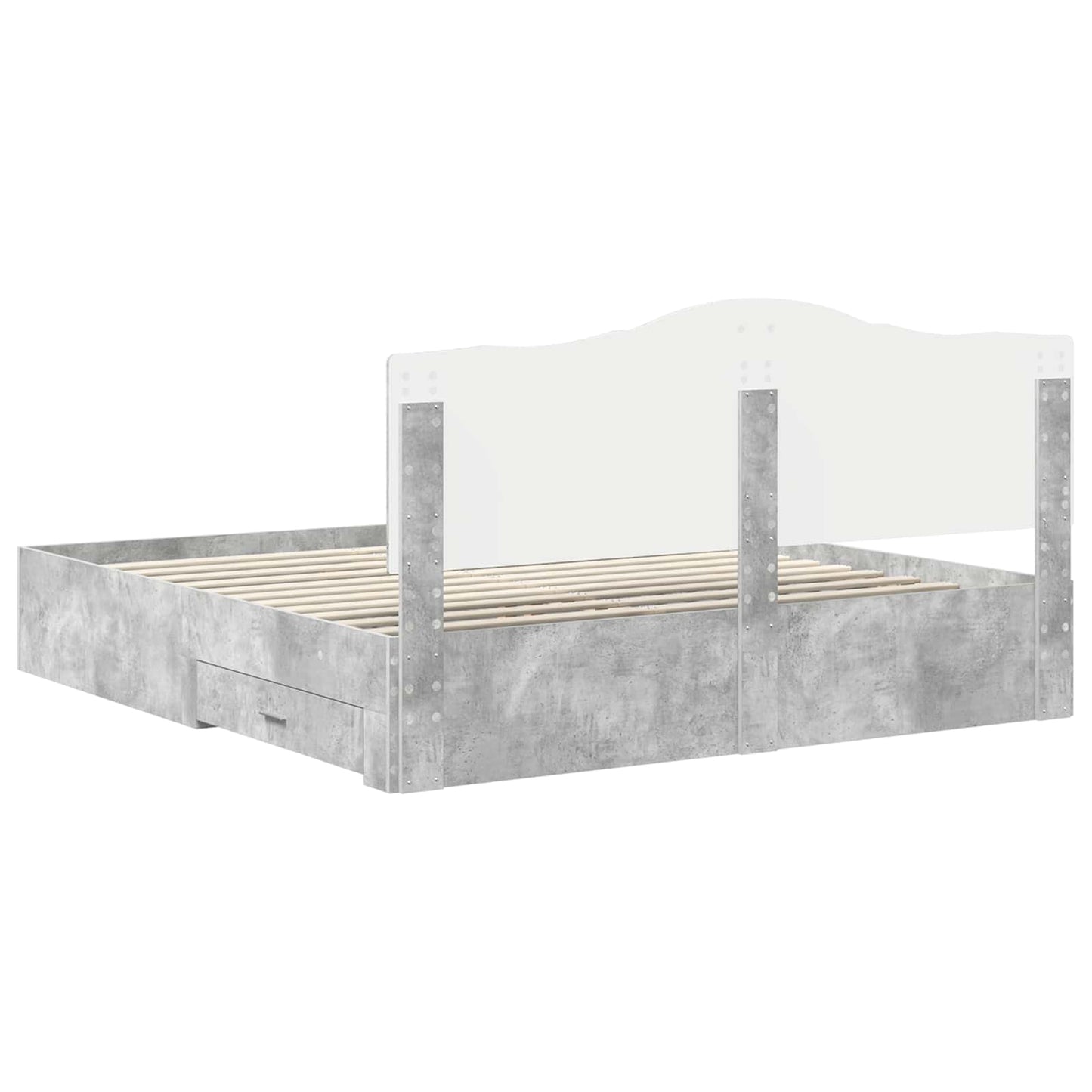 Sengestamme med skuff Betonggrå 200 x 200 cm Konstruert tre