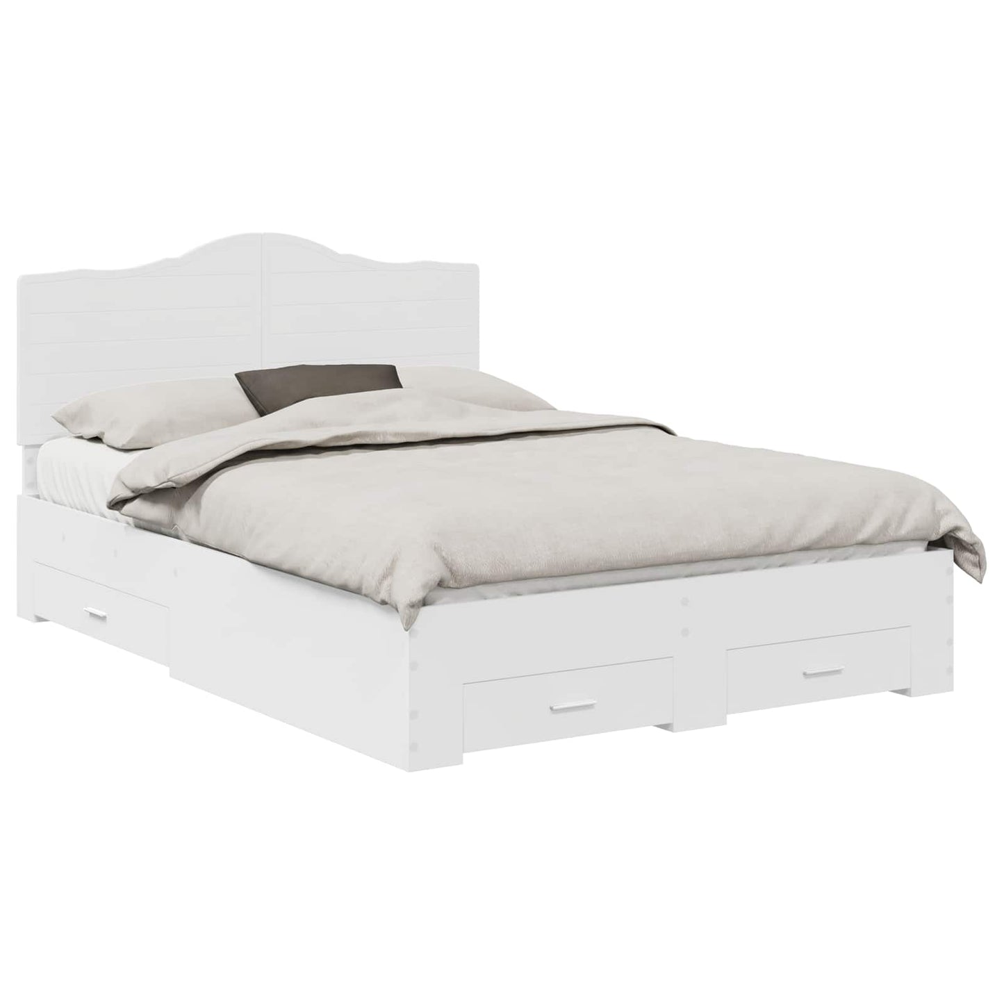 Sengestamme med hodegjerde Hvit 140 x 200 cm Konstruert tre
