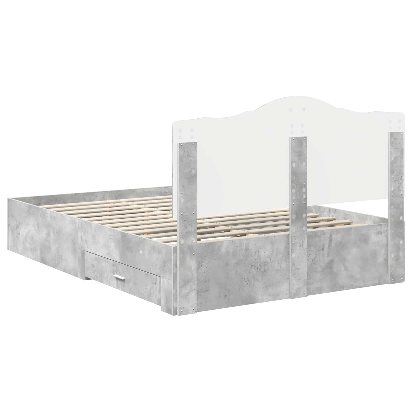 Sengestamme med skuff Betonggrå 140 x 200 cm Konstruert tre