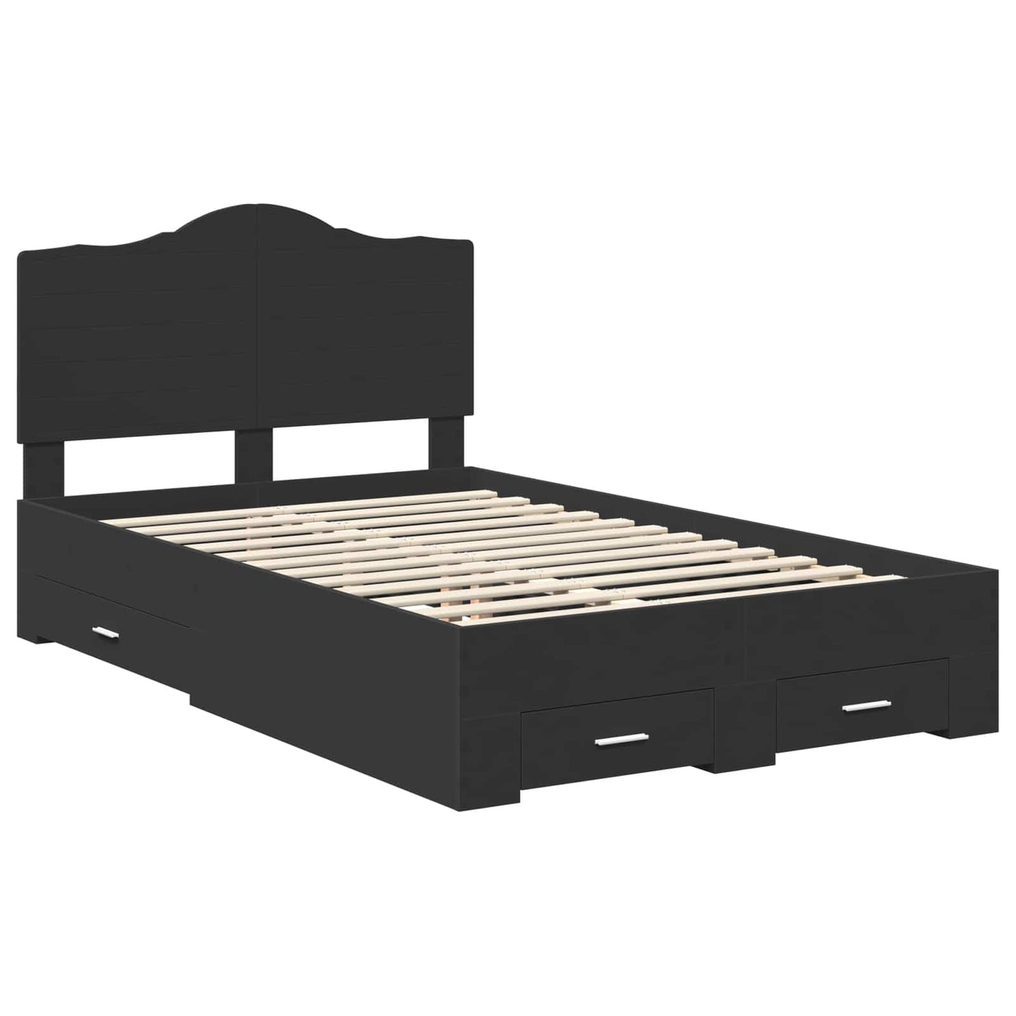 Sengestamme med hodegjerde Svart 135 x 190 cm Konstruert tre