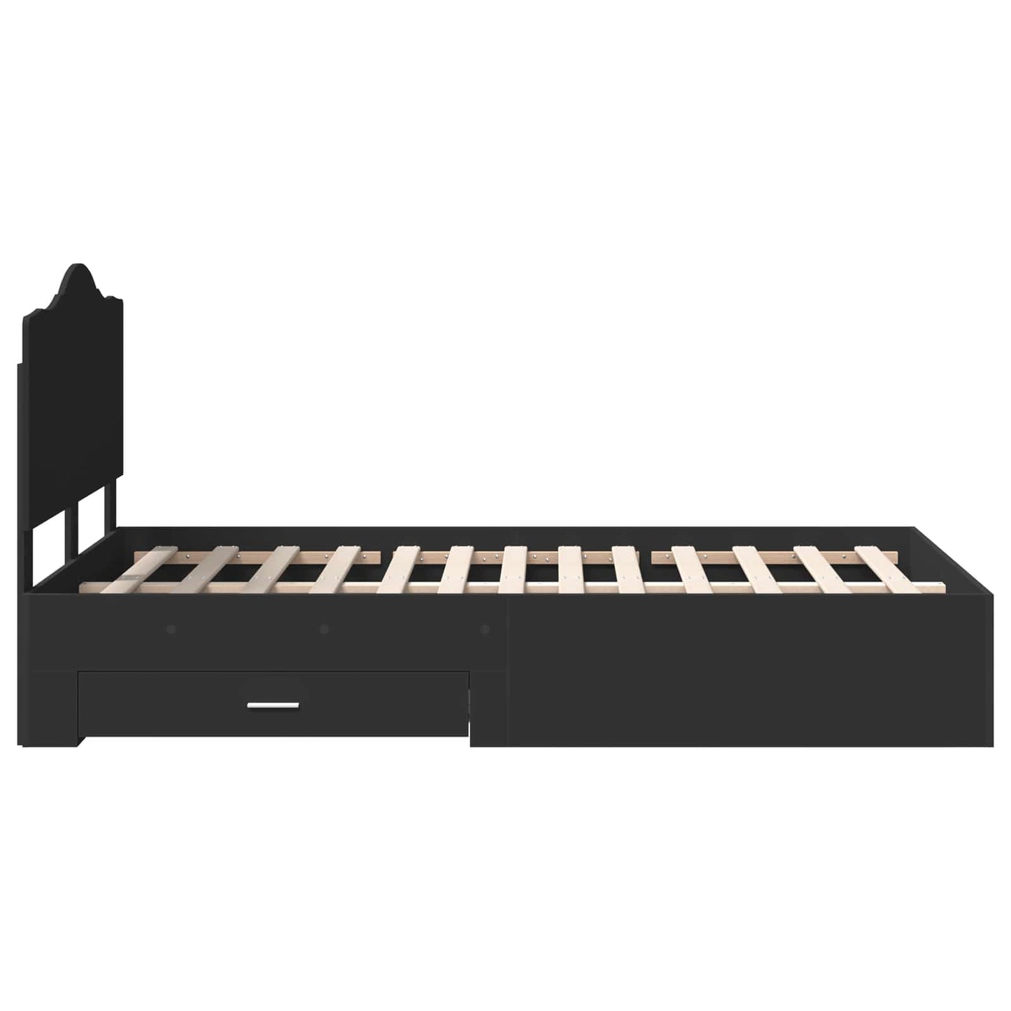 Sengestamme med hodegjerde Svart 135 x 190 cm Konstruert tre