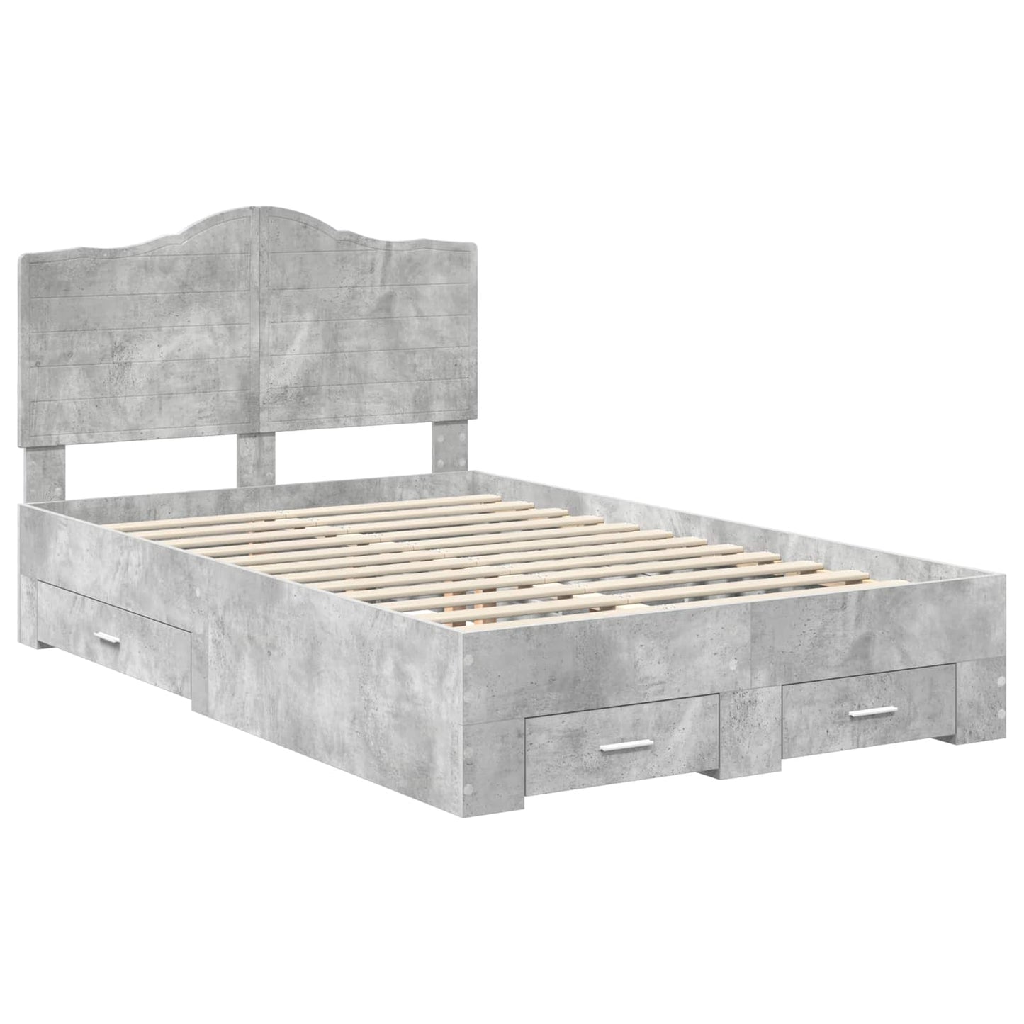 Sengestamme med skuff Betonggrå 135 x 190 cm Konstruert tre