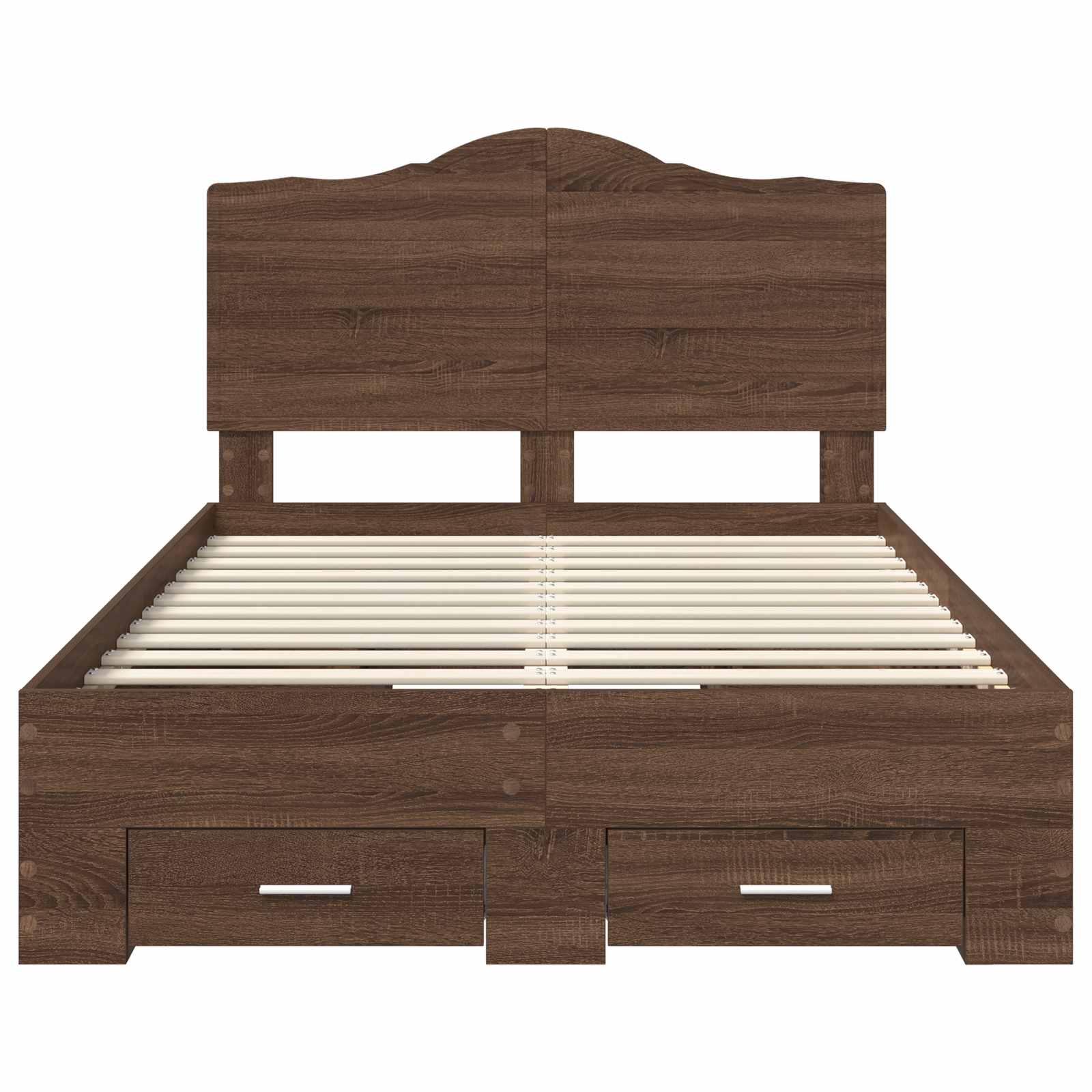 Sengestamme med hodegjerde Brun Eik 135 x 190 cm Konstruert tre