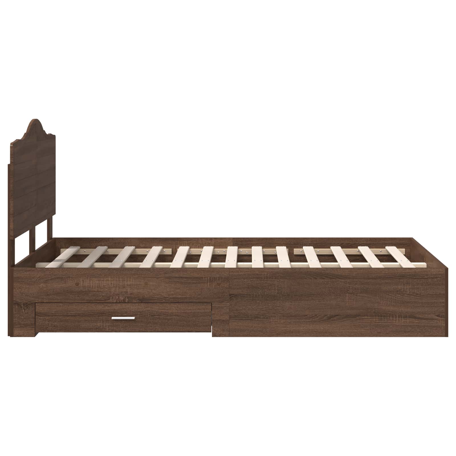 Sengestamme med hodegjerde Brun Eik 135 x 190 cm Konstruert tre