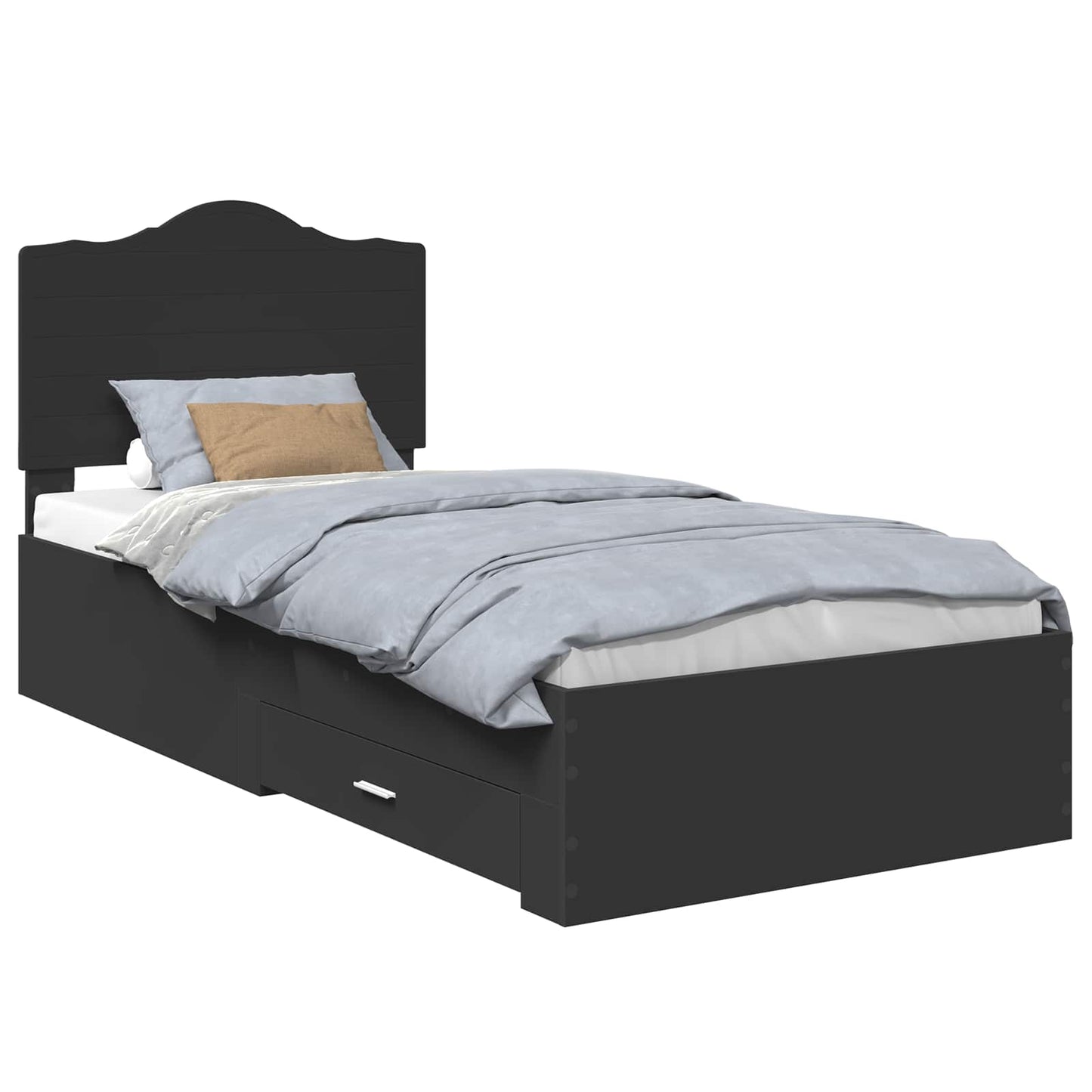 Sengestamme med hodegjerde Svart 100 x 200 cm Konstruert tre