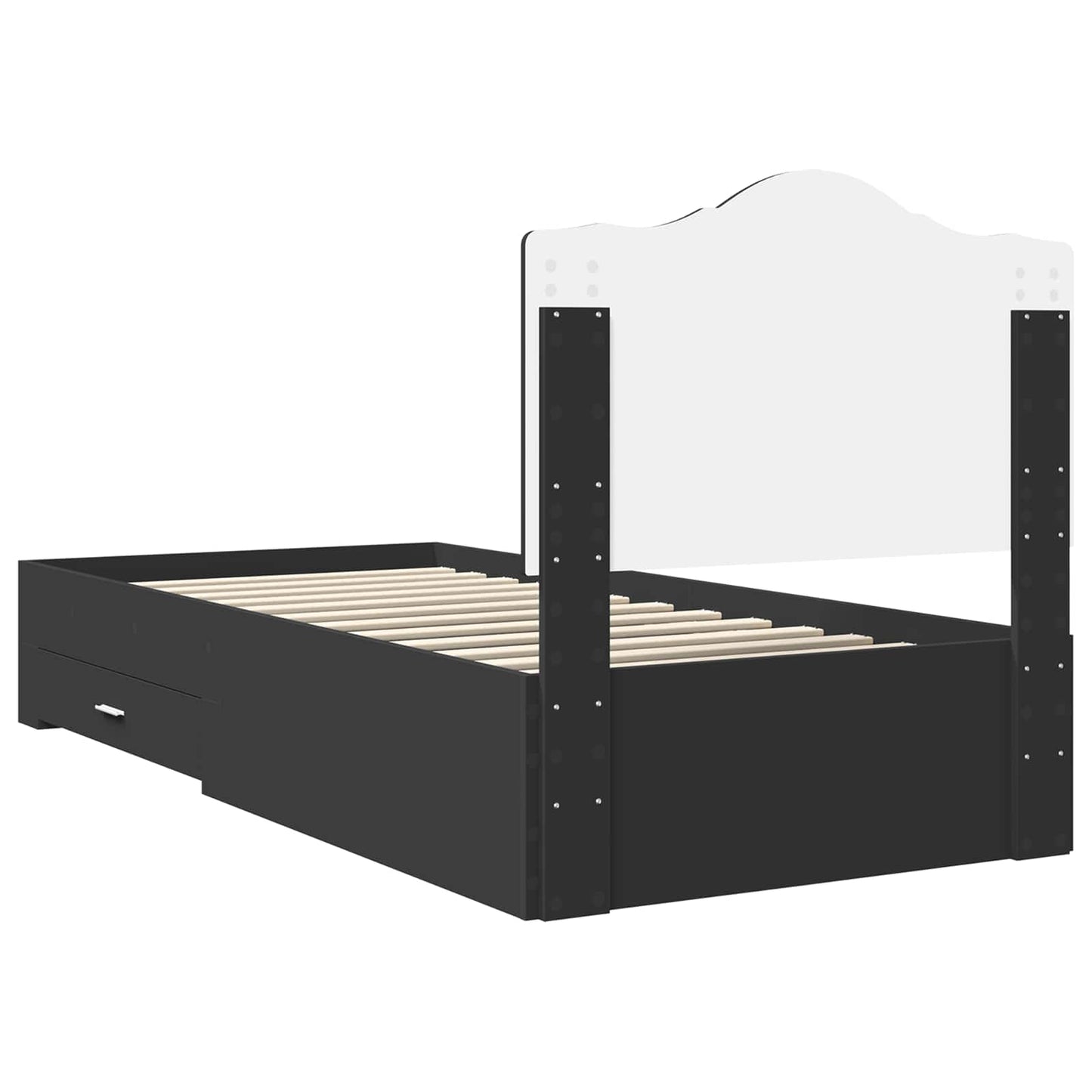 Sengestamme med hodegjerde Svart 100 x 200 cm Konstruert tre