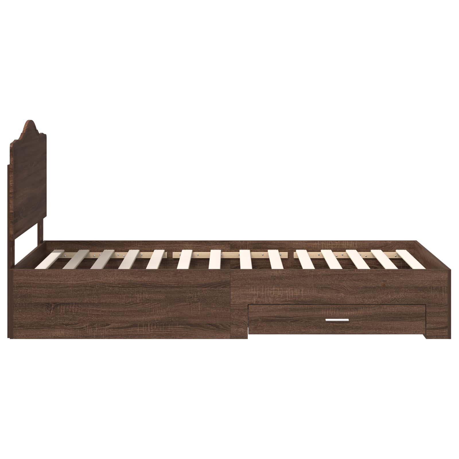 Sengestamme med hodegjerde Brun Eik 100 x 200 cm Konstruert tre