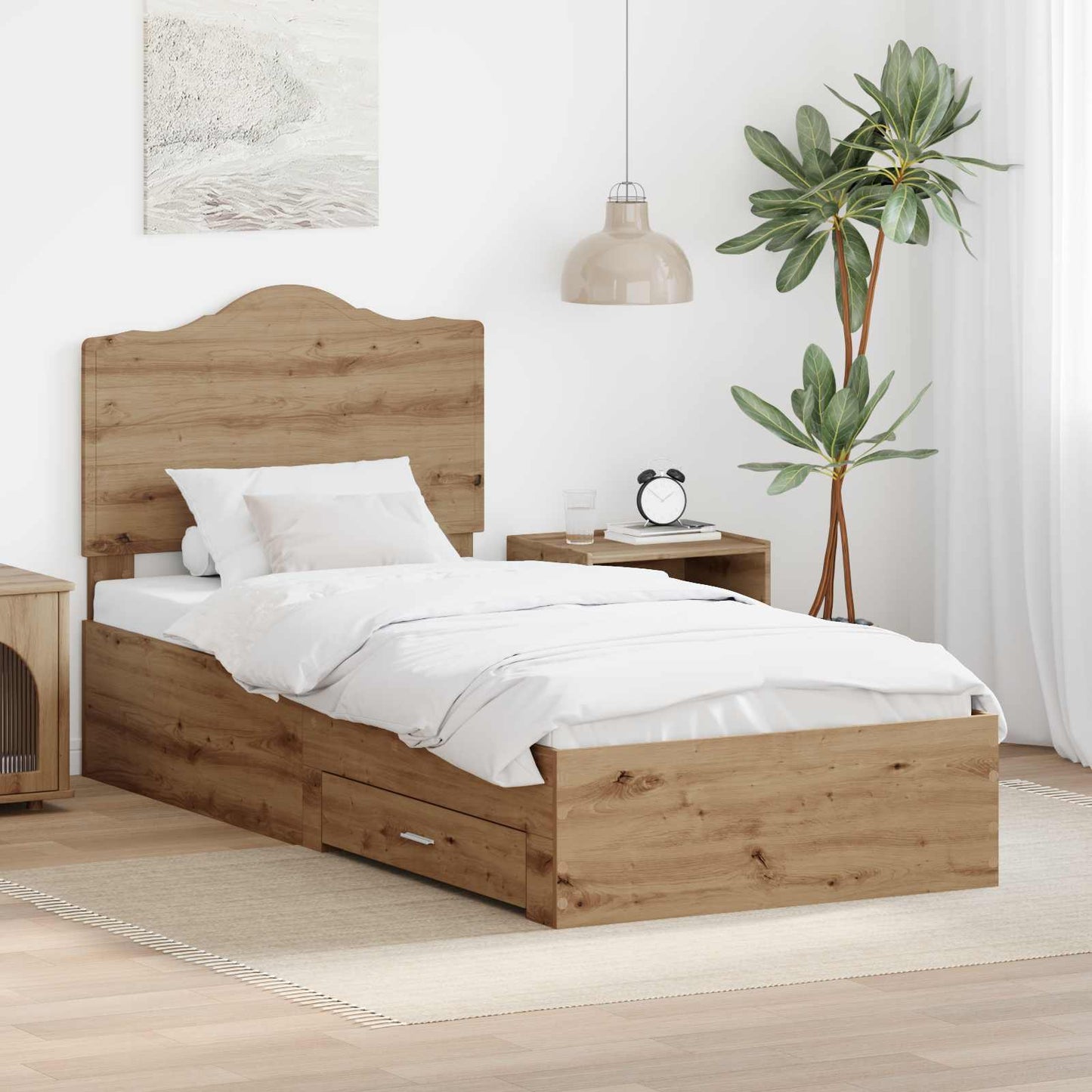 Sengestamme med skuff Artisan Eik 100 x 200 cm Konstruert tre