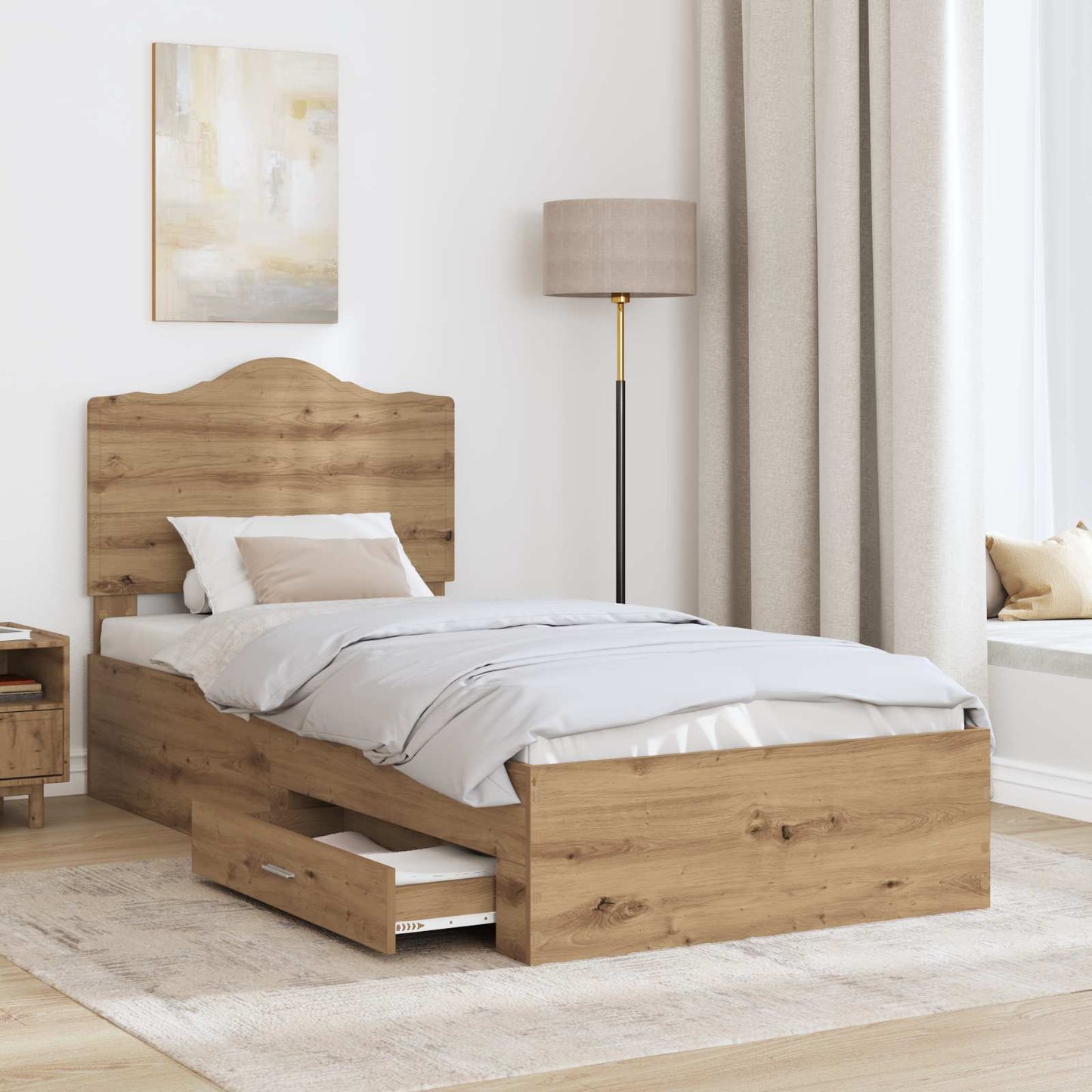 Sengestamme med skuff Artisan Eik 100 x 200 cm Konstruert tre
