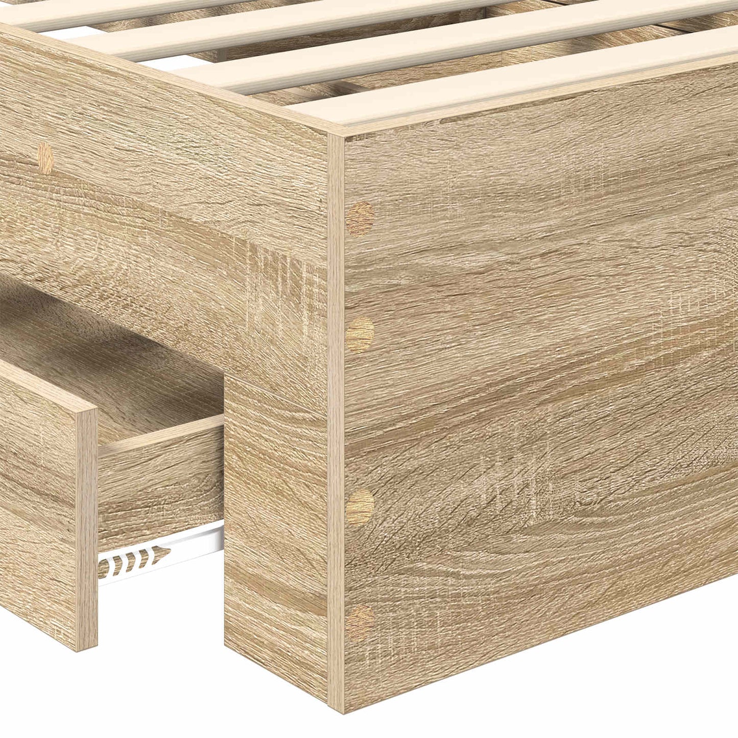 Sengestamme med skuff Sonoma eik 90 x 200 cm Konstruert tre