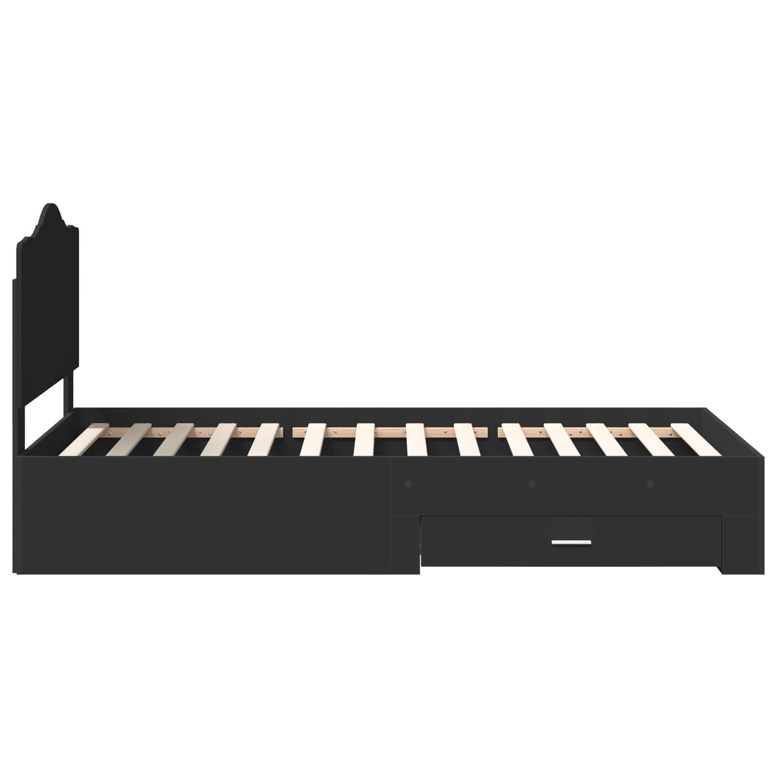 Sengestamme med hodegjerde Svart 75 x 190 cm Konstruert tre