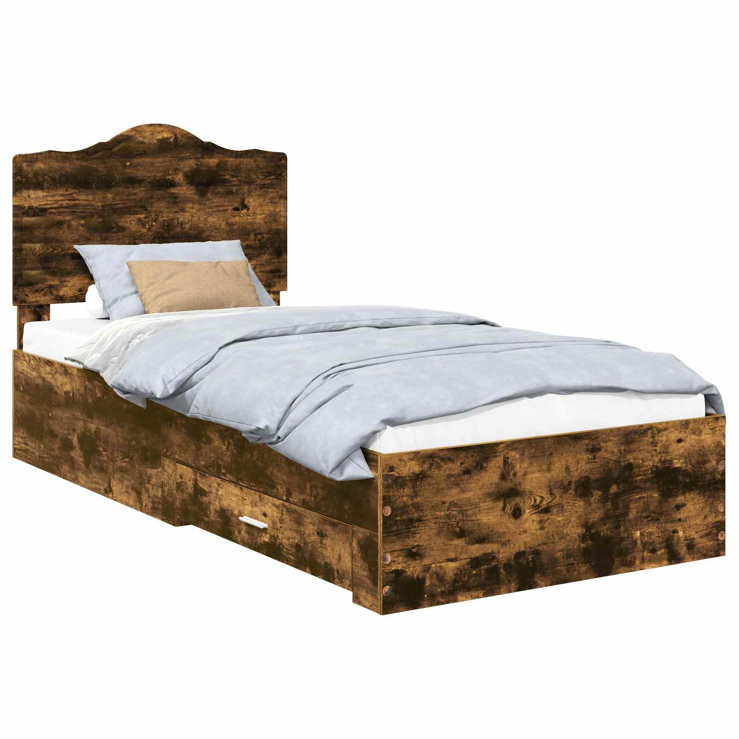 Sengestamme med hodegjerde Røkt eik 70 x 190 cm Konstruert tre