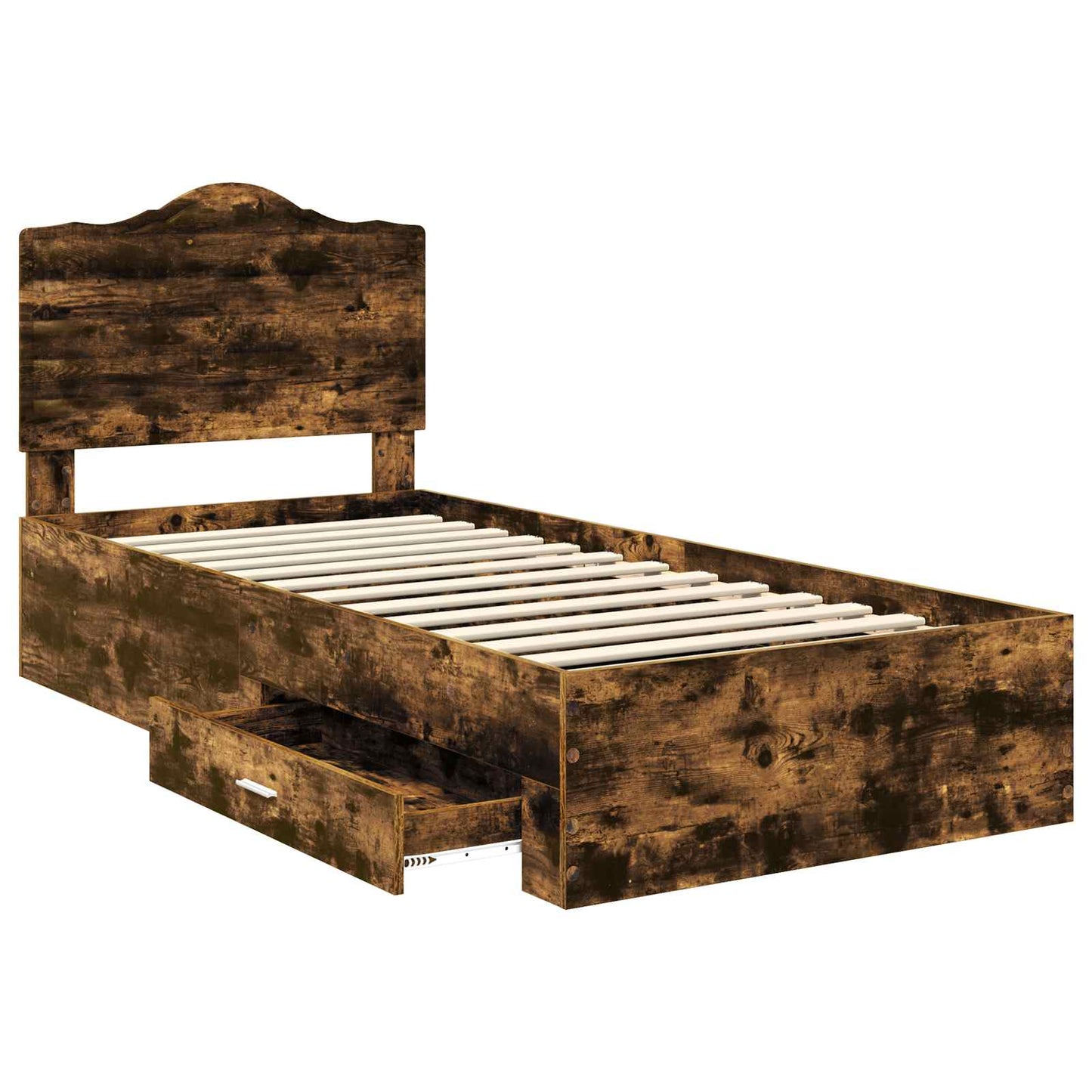 Sengestamme med hodegjerde Røkt eik 70 x 190 cm Konstruert tre