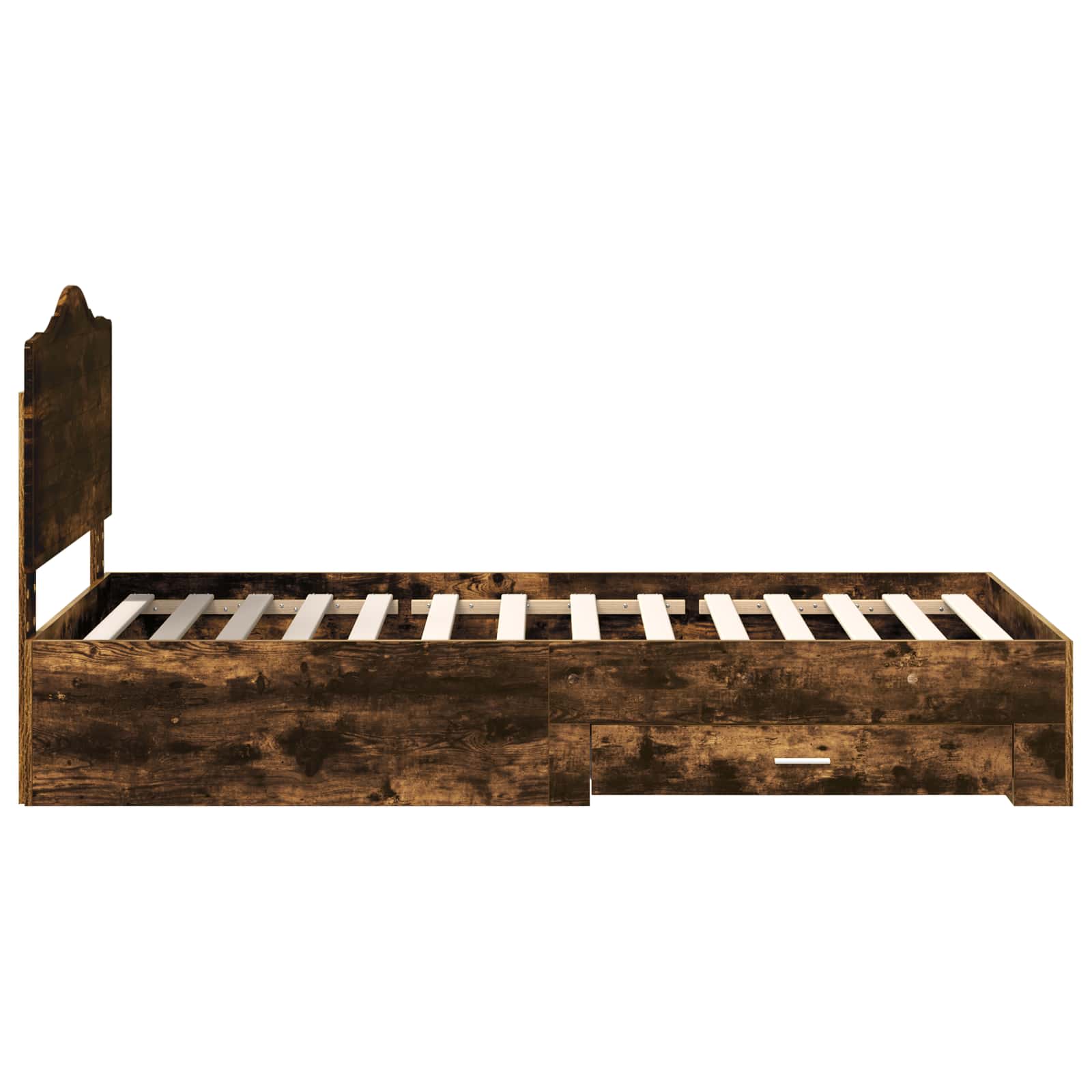 Sengestamme med hodegjerde Røkt eik 75 x 190 cm Konstruert tre