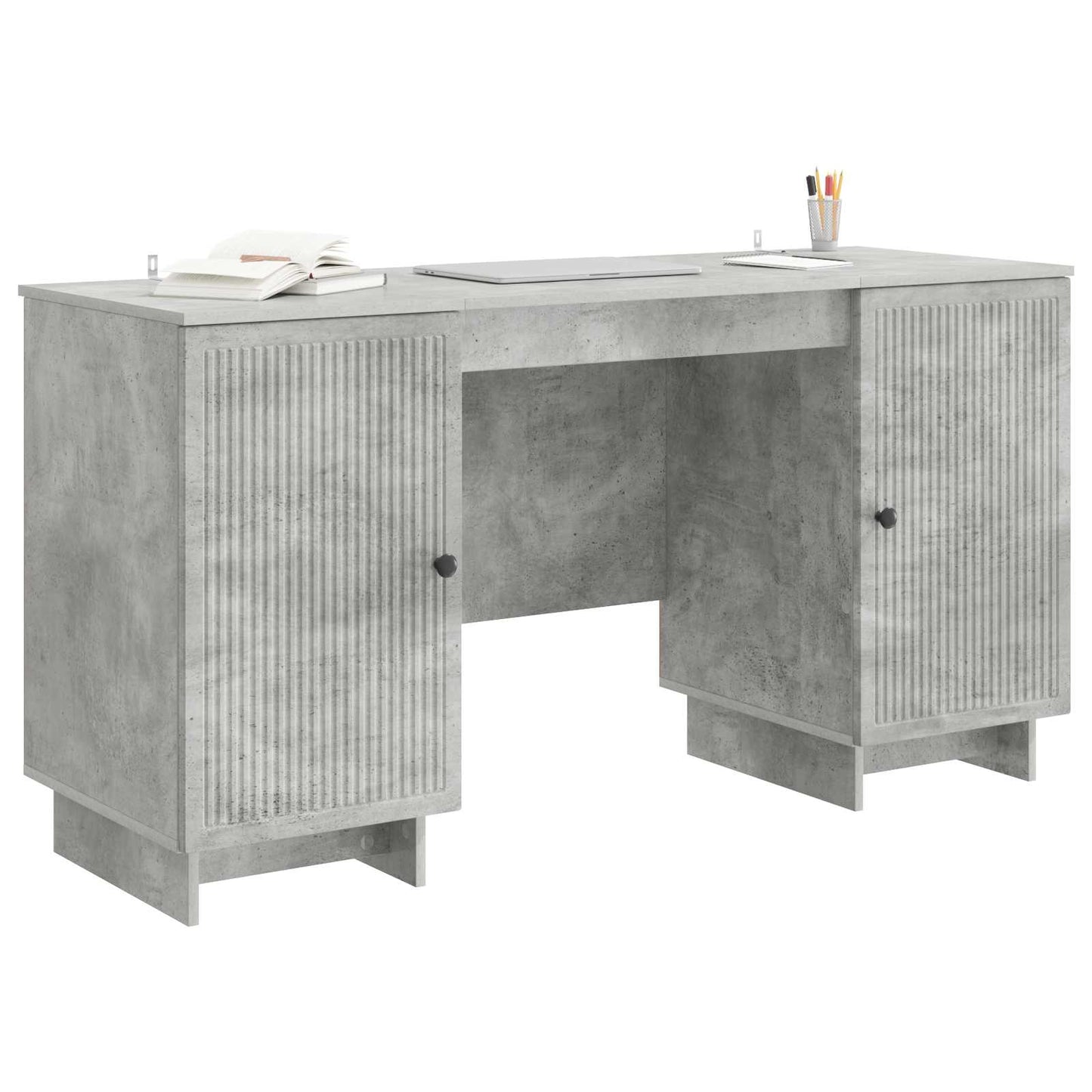 Skrivebord Betonggrå Konstruert tre 142,5 x 50 x 75 cm