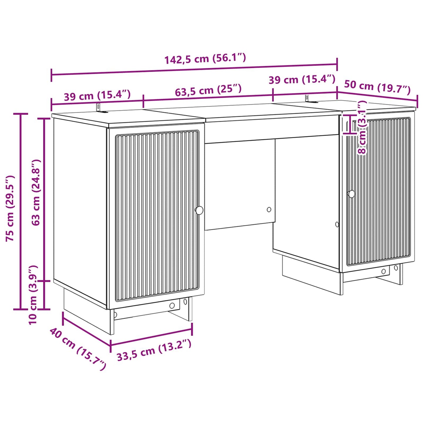 Skrivebord Gammelt tre Konstruert tre 142,5 x 50 x 75 cm