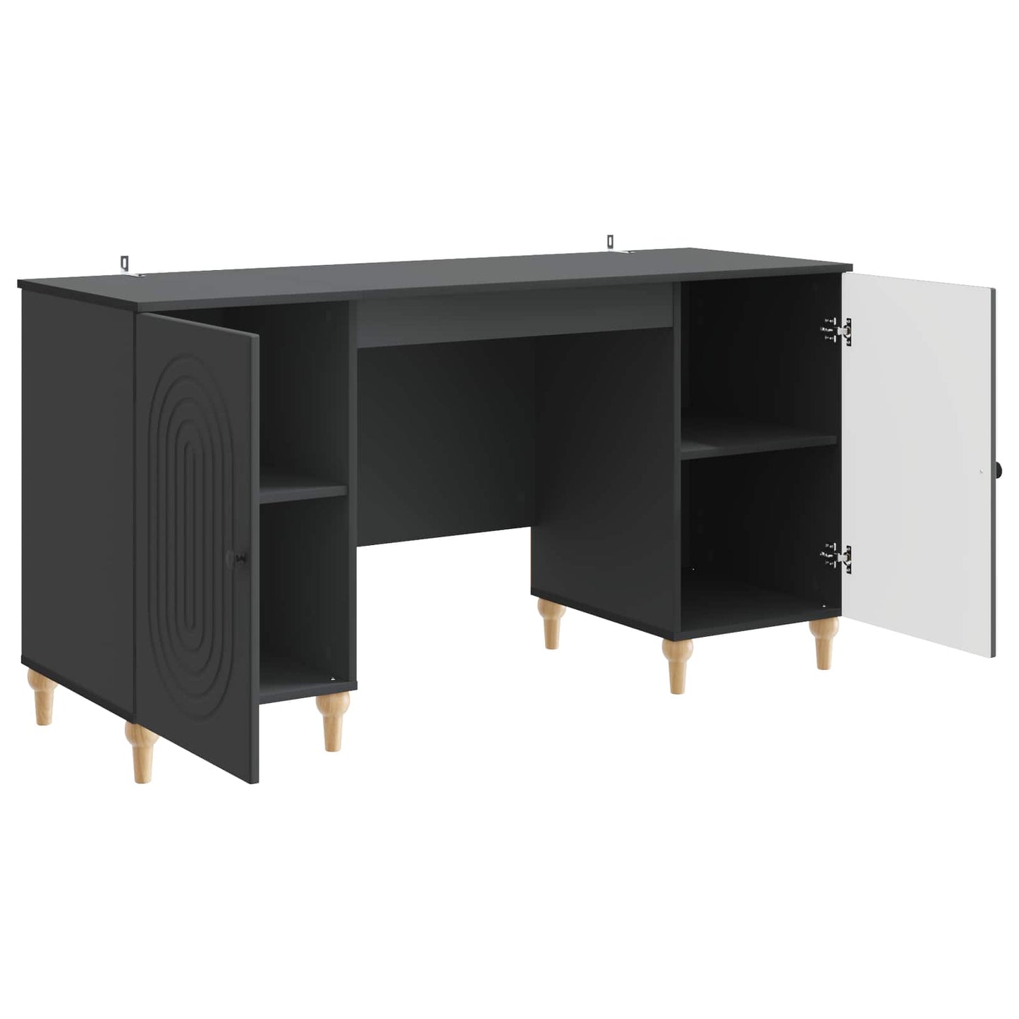 Skrivebord med hylle Svart 142,5 x 50 x 75 cm Konstruert tre