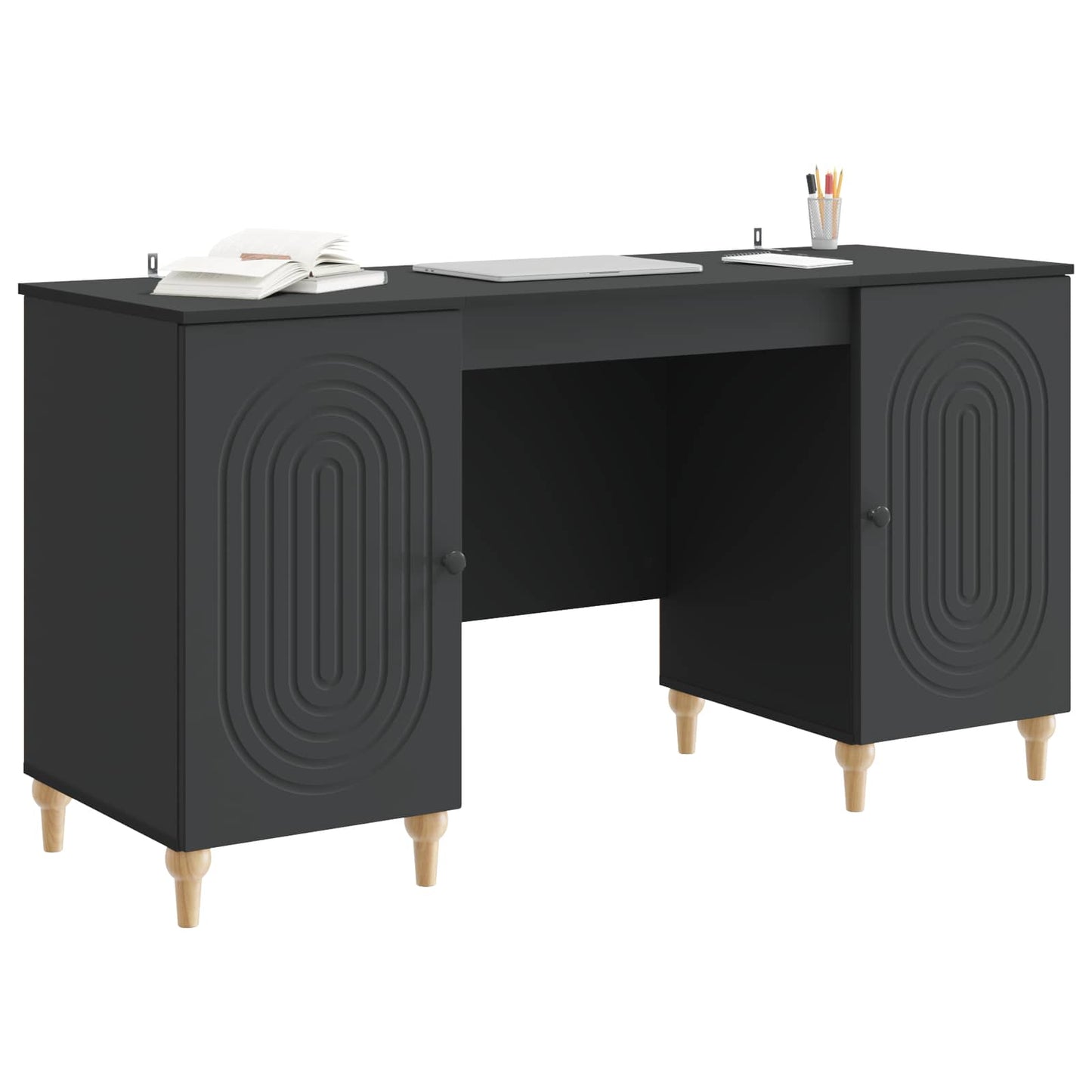 Skrivebord med hylle Svart 142,5 x 50 x 75 cm Konstruert tre