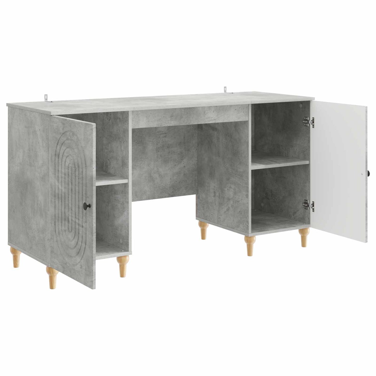 Skrivebord med dør Betonggrå 142,5 x 50 x 75 cm Konstruert tre