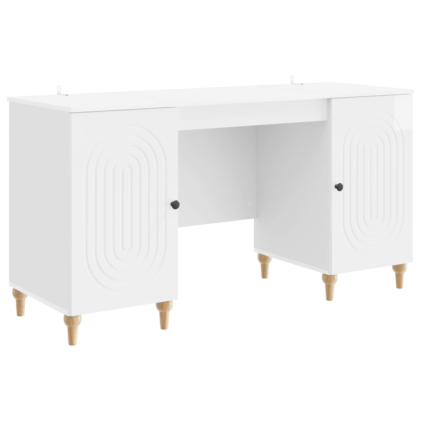 Skrivebord Glanset Hvit 142,5 x 50 x 75 cm Konstruert tre