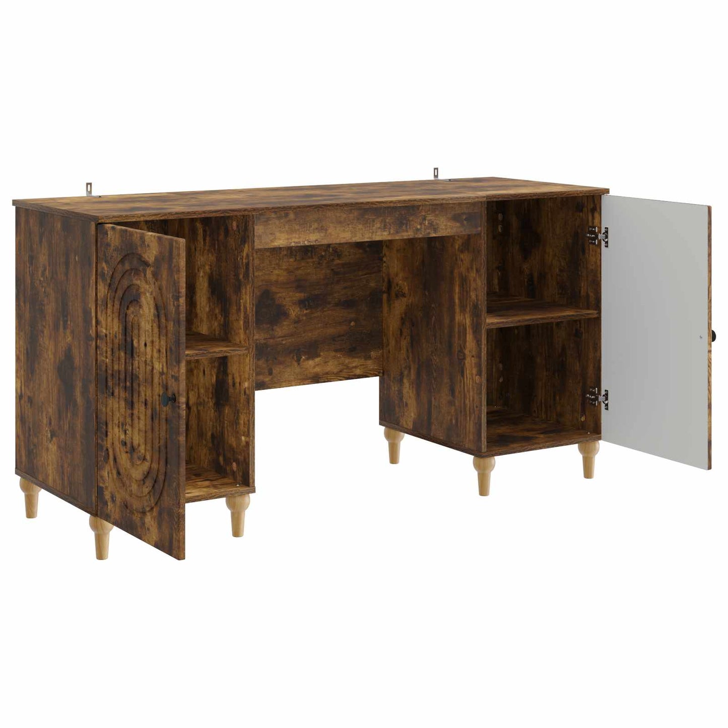 Skrivebord med hylle Røkt Eik 142,5 x 50 x 75 cm Konstruert tre