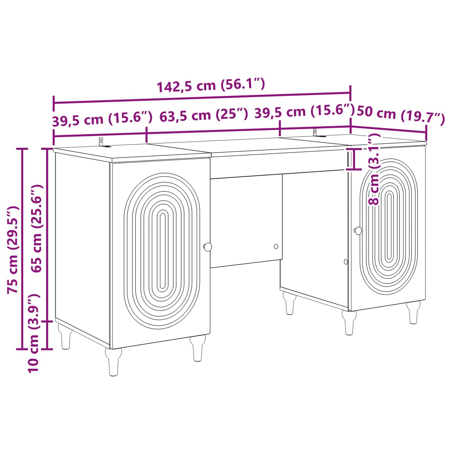 Skrivebord med hylle Røkt Eik 142,5 x 50 x 75 cm Konstruert tre