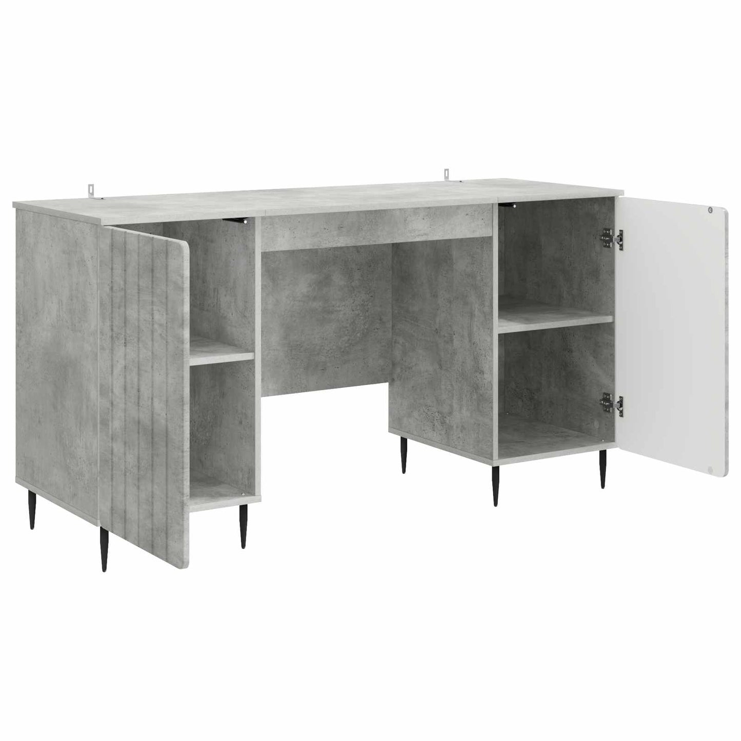 Skrivebord med dør Betonggrå 142,5 x 50 x 75 cm Konstruert tre