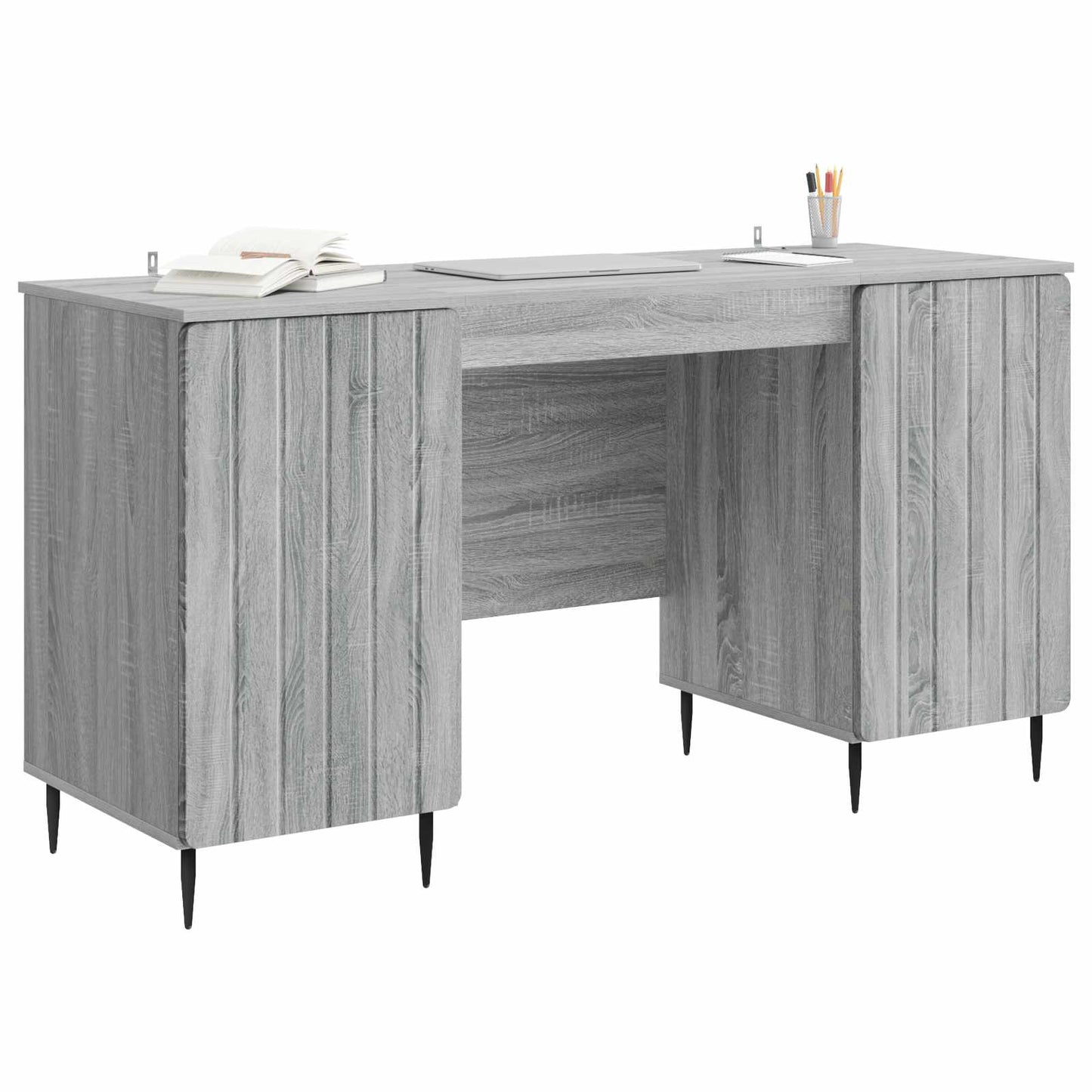 Skrivebord med dør Grå sonoma 142,5 x 50 x 75 cm Konstruert tre