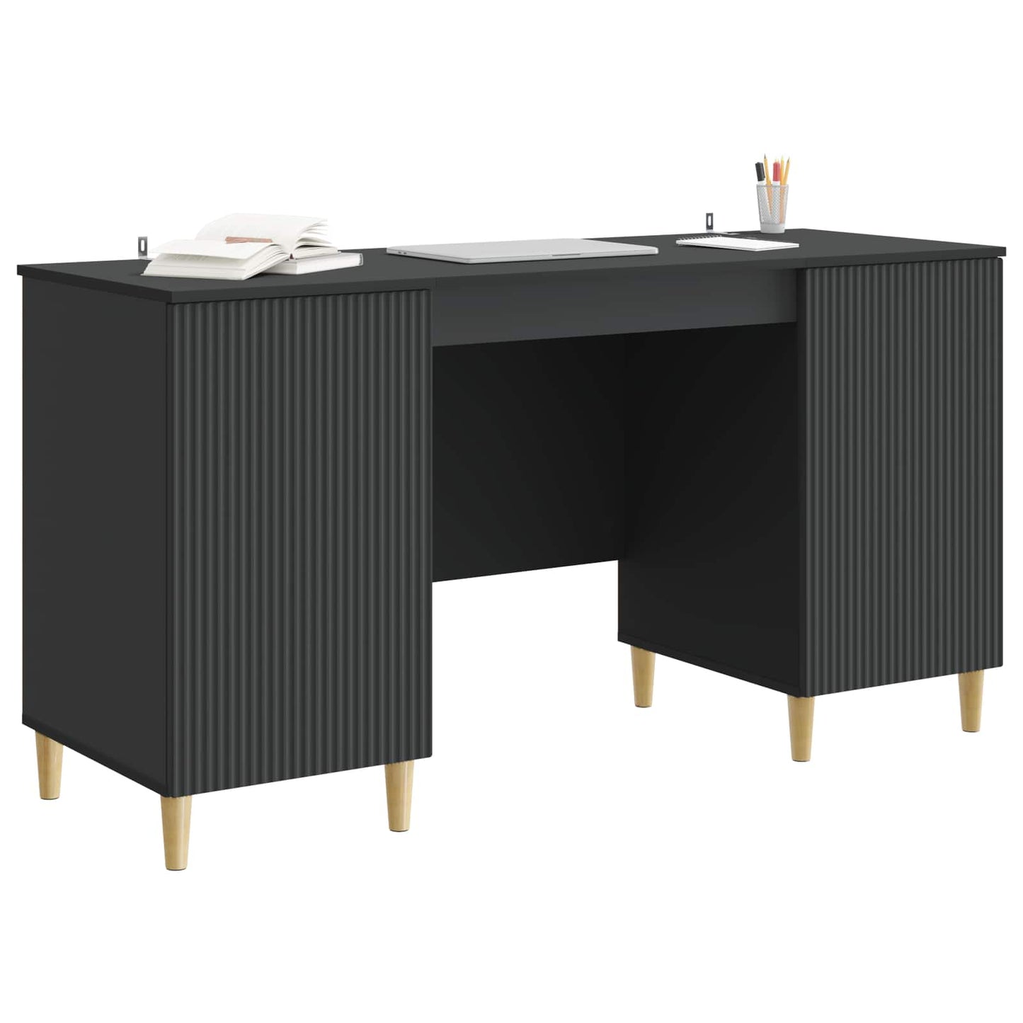 Skrivebord med hylle Svart 142,5 x 50 x 75 cm Konstruert tre