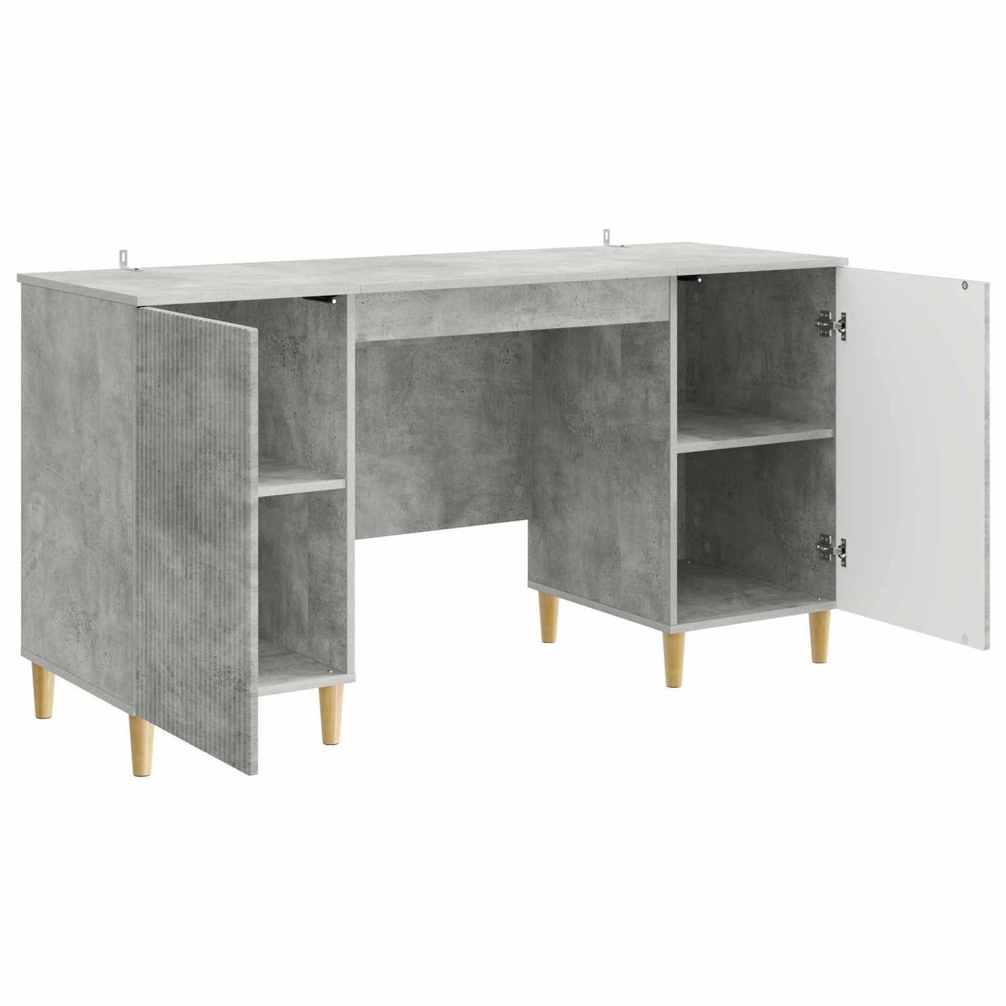 Skrivebord med dør Betonggrå 142,5 x 50 x 75 cm Konstruert tre