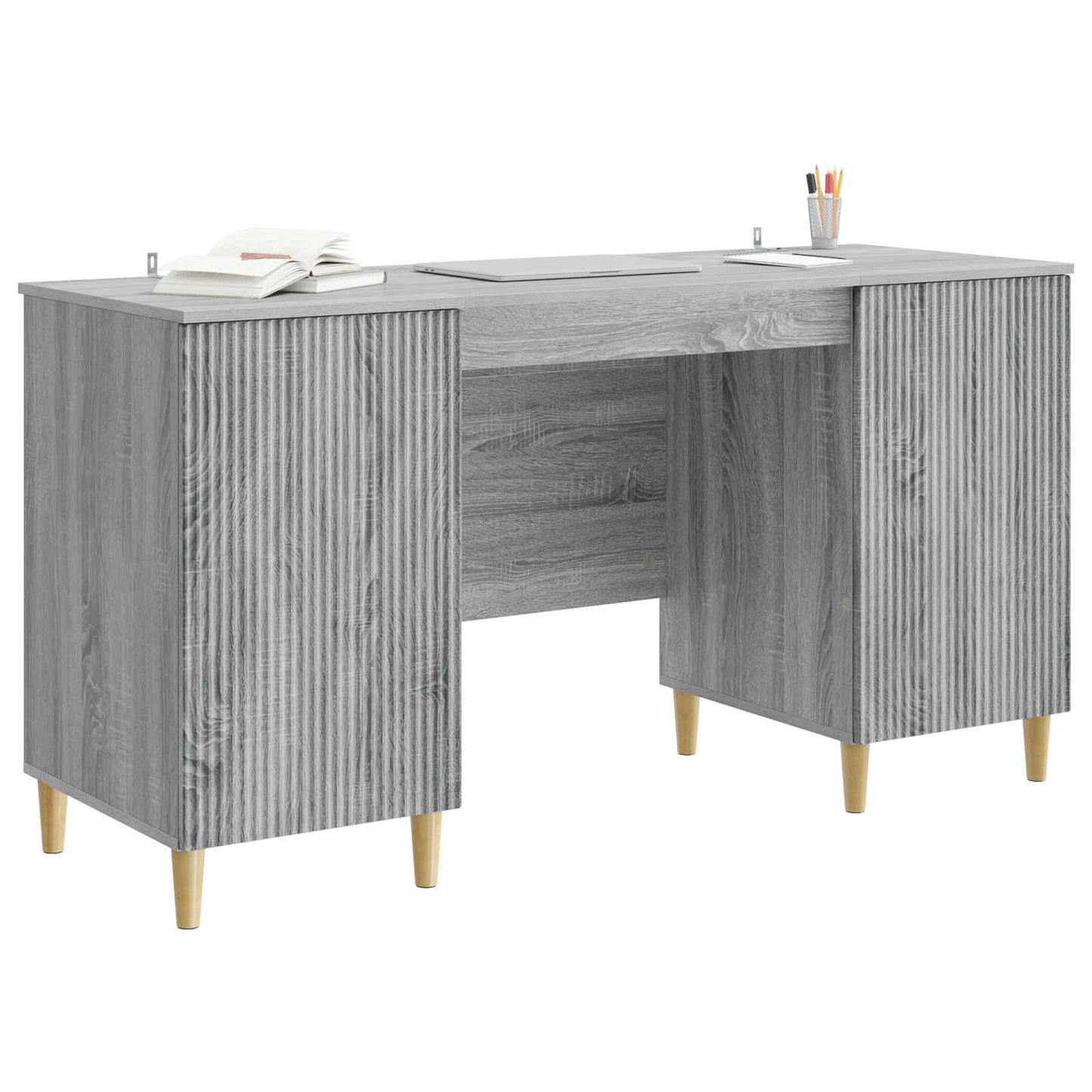 Skrivebord med dør Grå sonoma 142,5 x 50 x 75 cm Konstruert tre