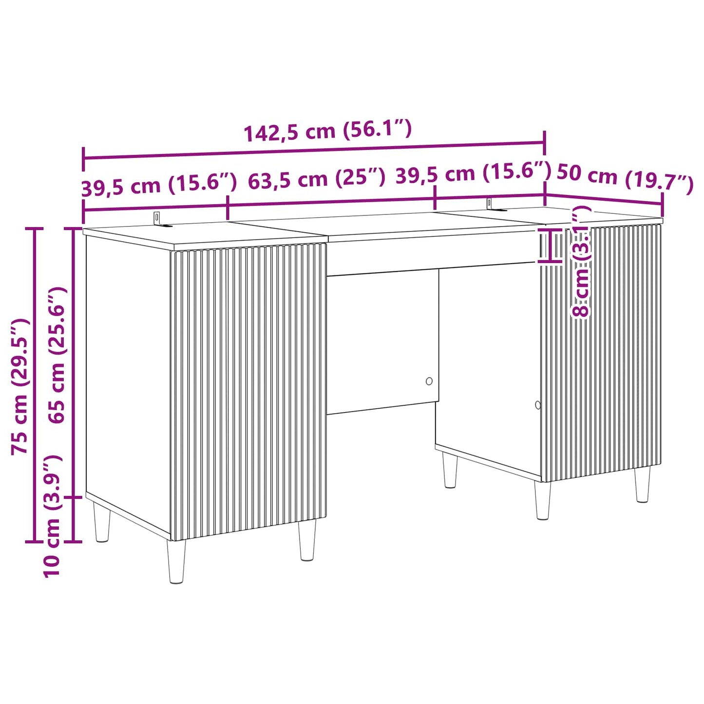 Skrivebord Artisan eik Konstruert tre 142,5 x 50 x 75 cm
