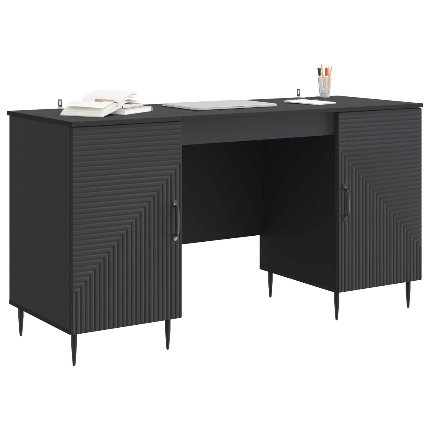 Skrivebord med hylle Svart 142,5 x 50 x 75 cm Konstruert tre