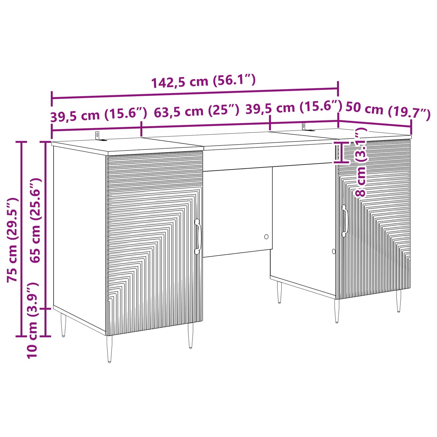 Skrivebord med dør Sonoma eik 142,5 x 50 x 75 cm Konstruert tre
