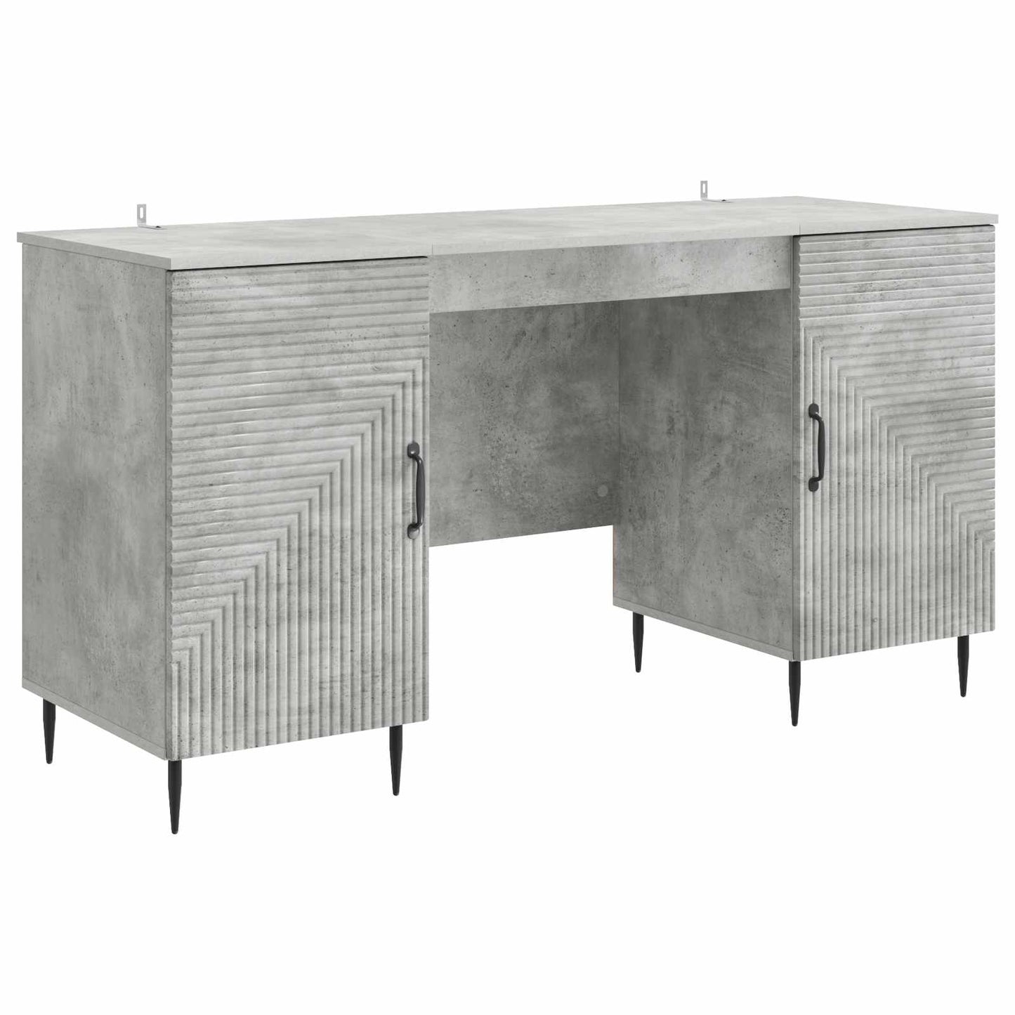 Skrivebord med dør Betonggrå 142,5 x 50 x 75 cm Konstruert tre