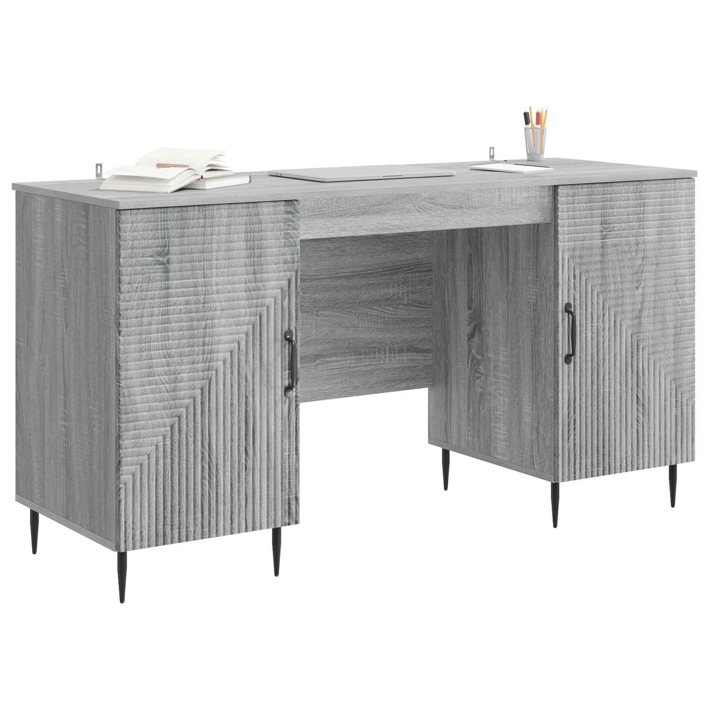 Skrivebord med dør Grå sonoma 142,5 x 50 x 75 cm Konstruert tre