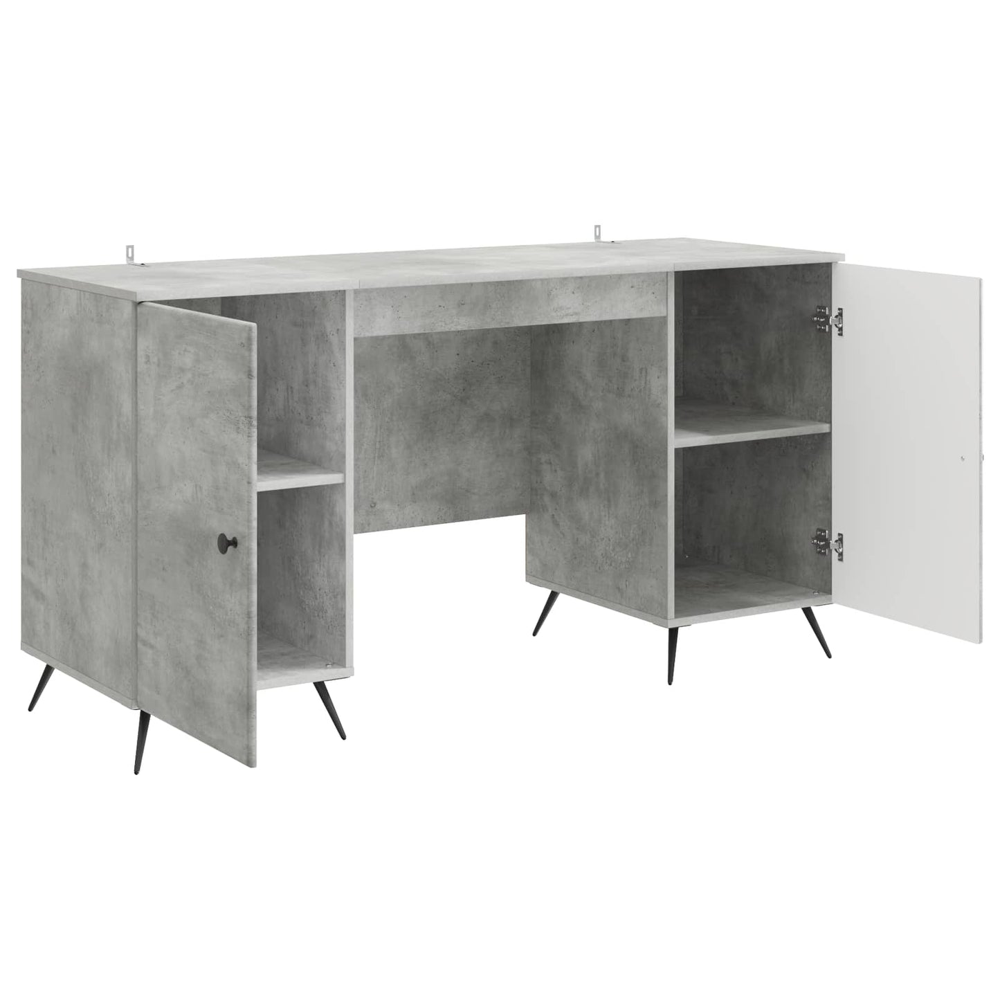 Skrivebord med dør Betonggrå 142,5 x 50 x 75 cm Konstruert tre