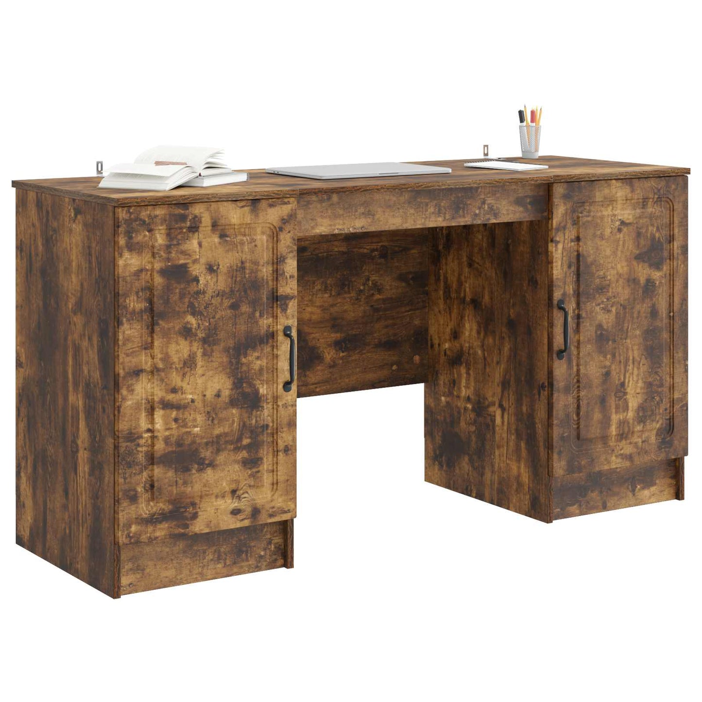 Skrivebord med hylle Røkt Eik 142,5 x 50 x 75 cm Konstruert tre