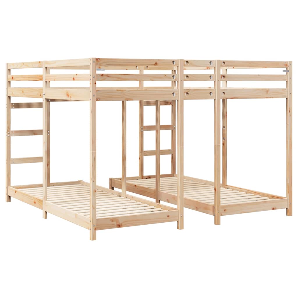 Trippel Køyesengramme Naturlig 80 / 200 x 200 cm Massiv furu