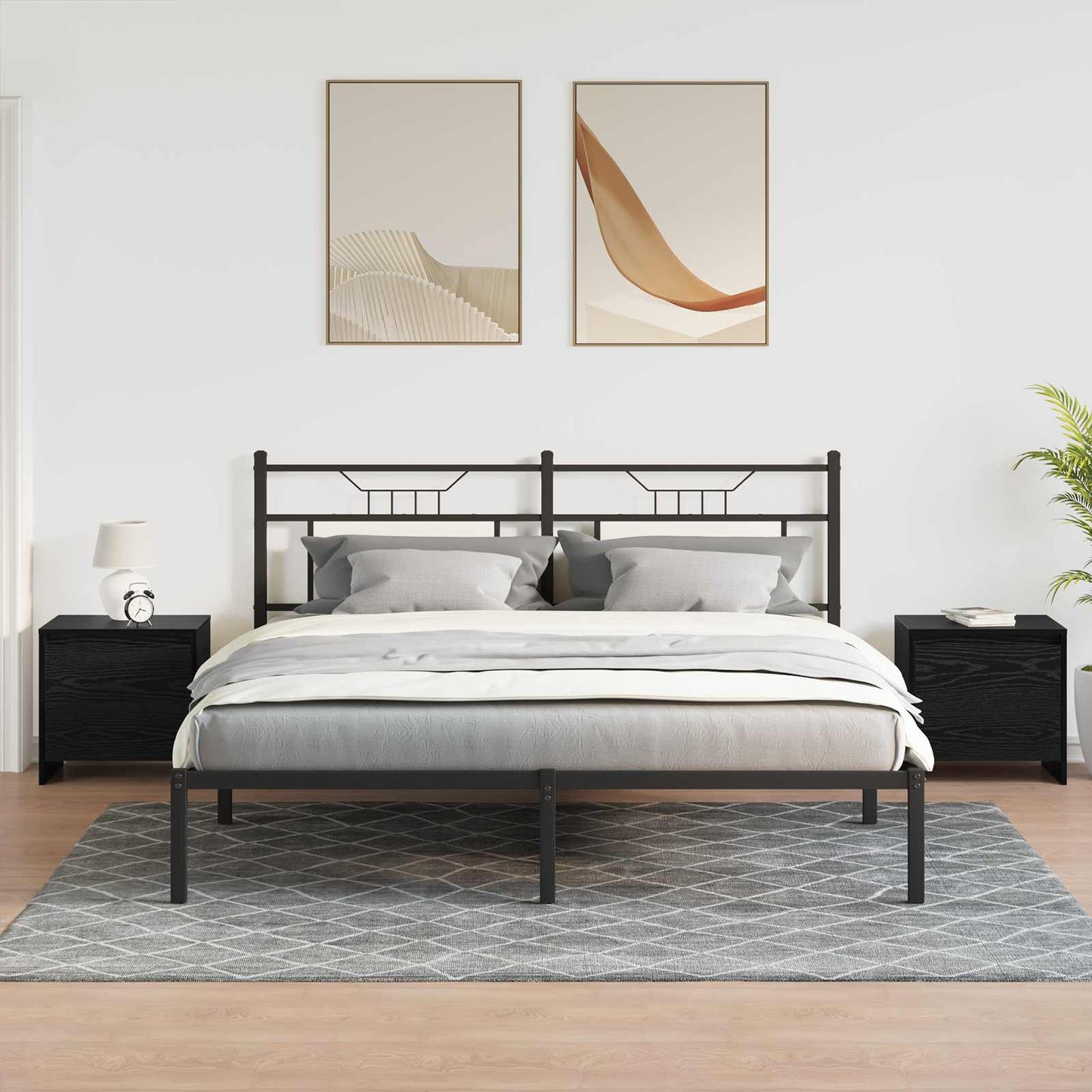 Nattbordskap Svart Eik 45 x 34 x 44,5 cm Konstruert tre