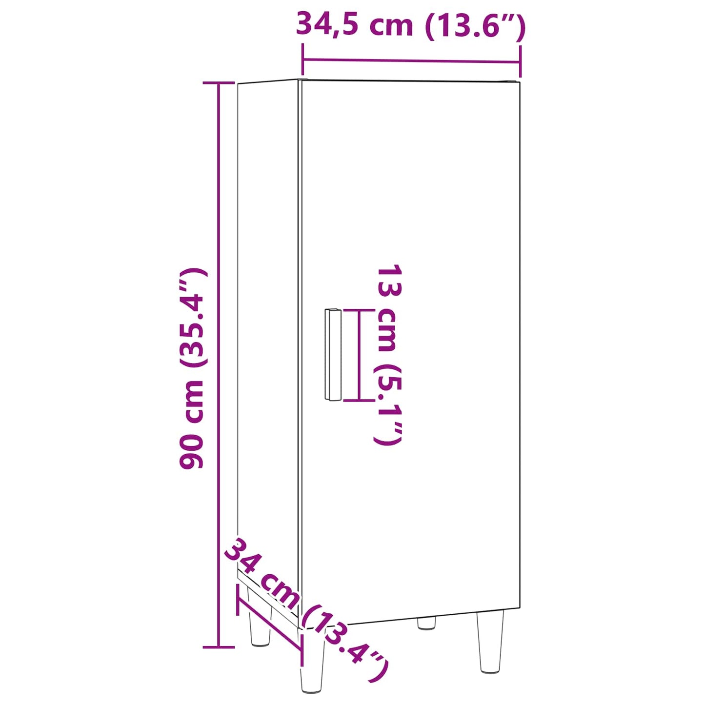 Serviesskap Gamle tre 34,5 x 34 x 90 cm Konstruert tre