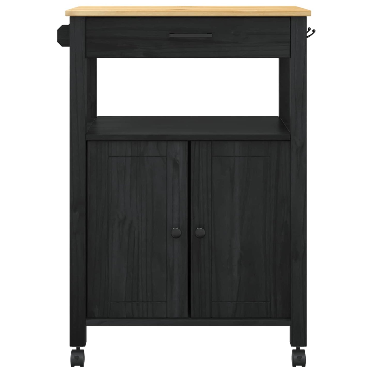 Kjøkkenvogn MONZA Svart 60 x 40 x 88,5 cm Massiv furu