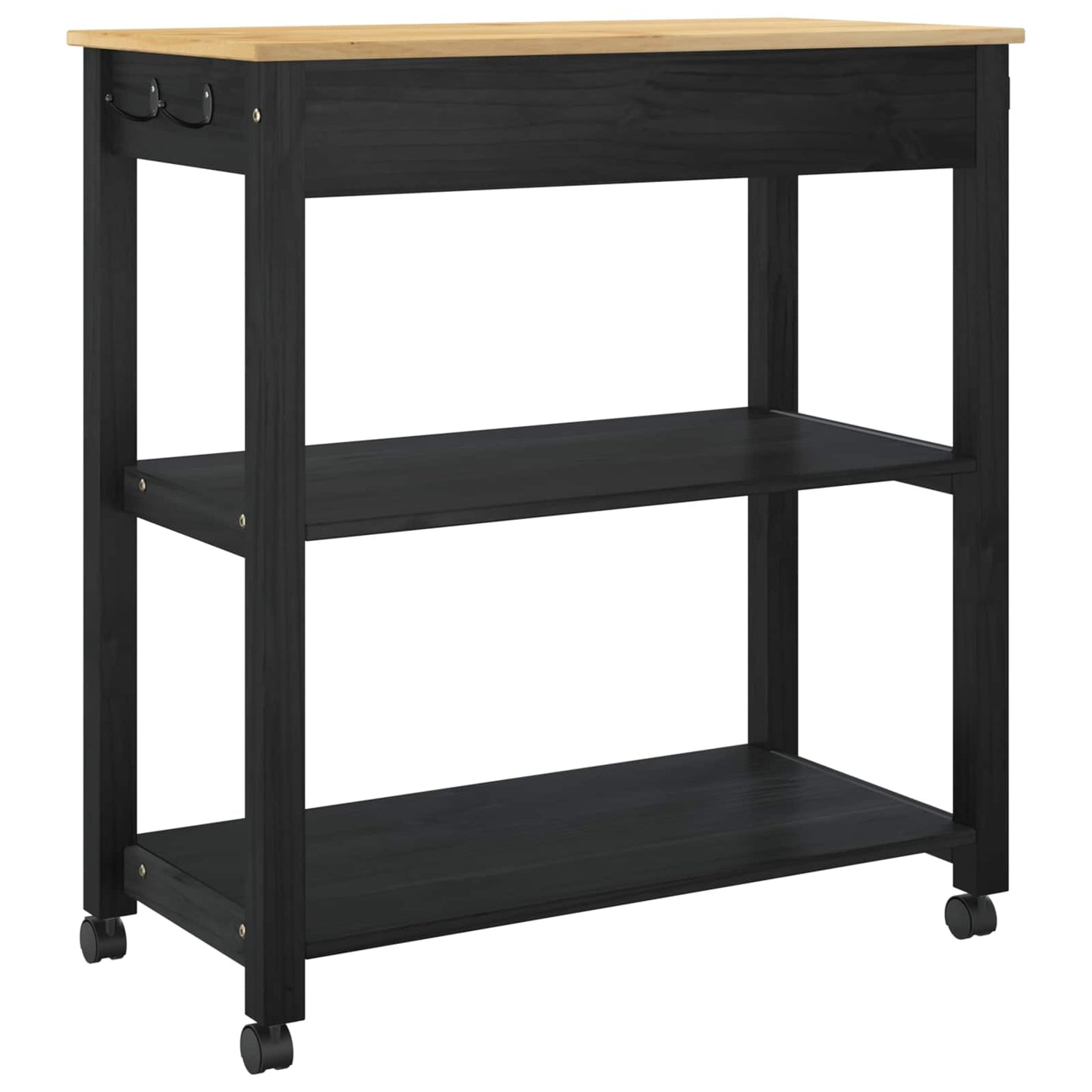 Kjøkkenvogn MONZA Svart 84 x 40 x 88,5 cm Massiv furu