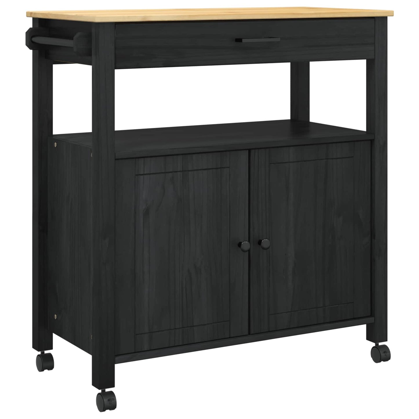 Kjøkkenvogn MONZA Svart 84 x 40 x 88,5 cm Massiv furu