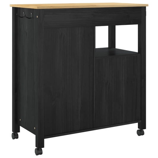 Kjøkkenvogn MONZA Svart 84 x 40 x 88,5 cm Massiv furu
