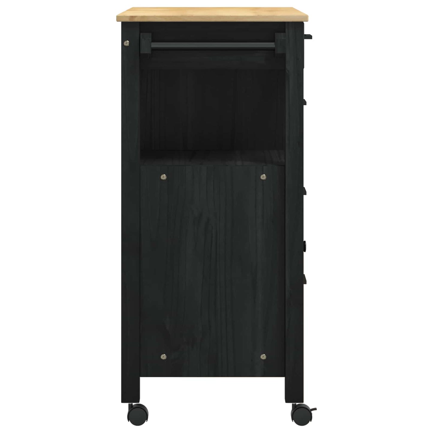 Kjøkkenvogn MONZA Svart 84 x 40 x 88,5 cm Massiv furu
