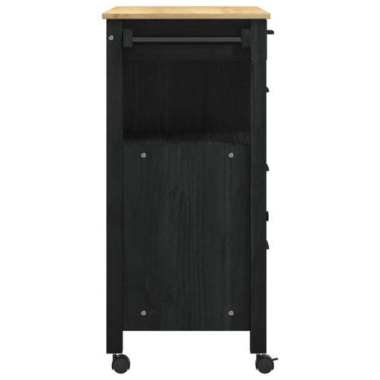 Kjøkkenvogn MONZA Svart 84 x 40 x 88,5 cm Massiv furu