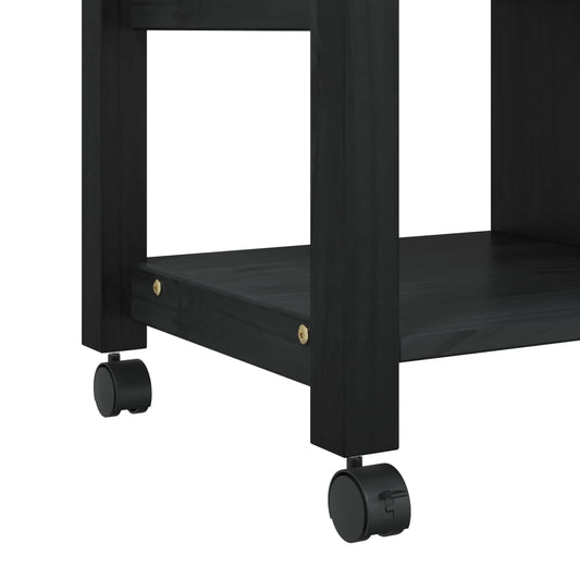 Kjøkkenvogn MONZA Svart 84 x 40 x 88,5 cm Massiv furu